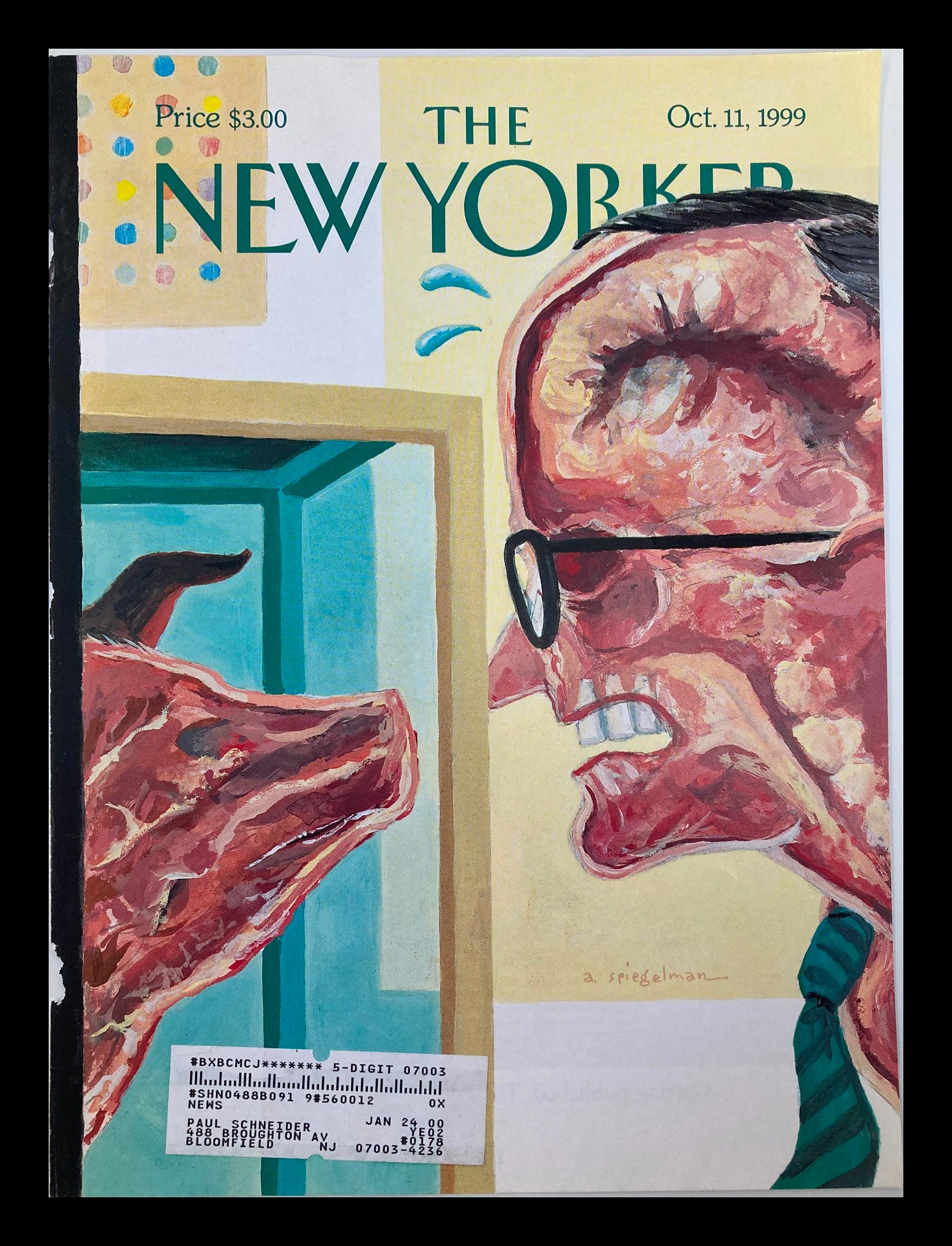 COVER ONLY The New Yorker October 11 1999 Open-Minded Mayor by Art Spiegelman