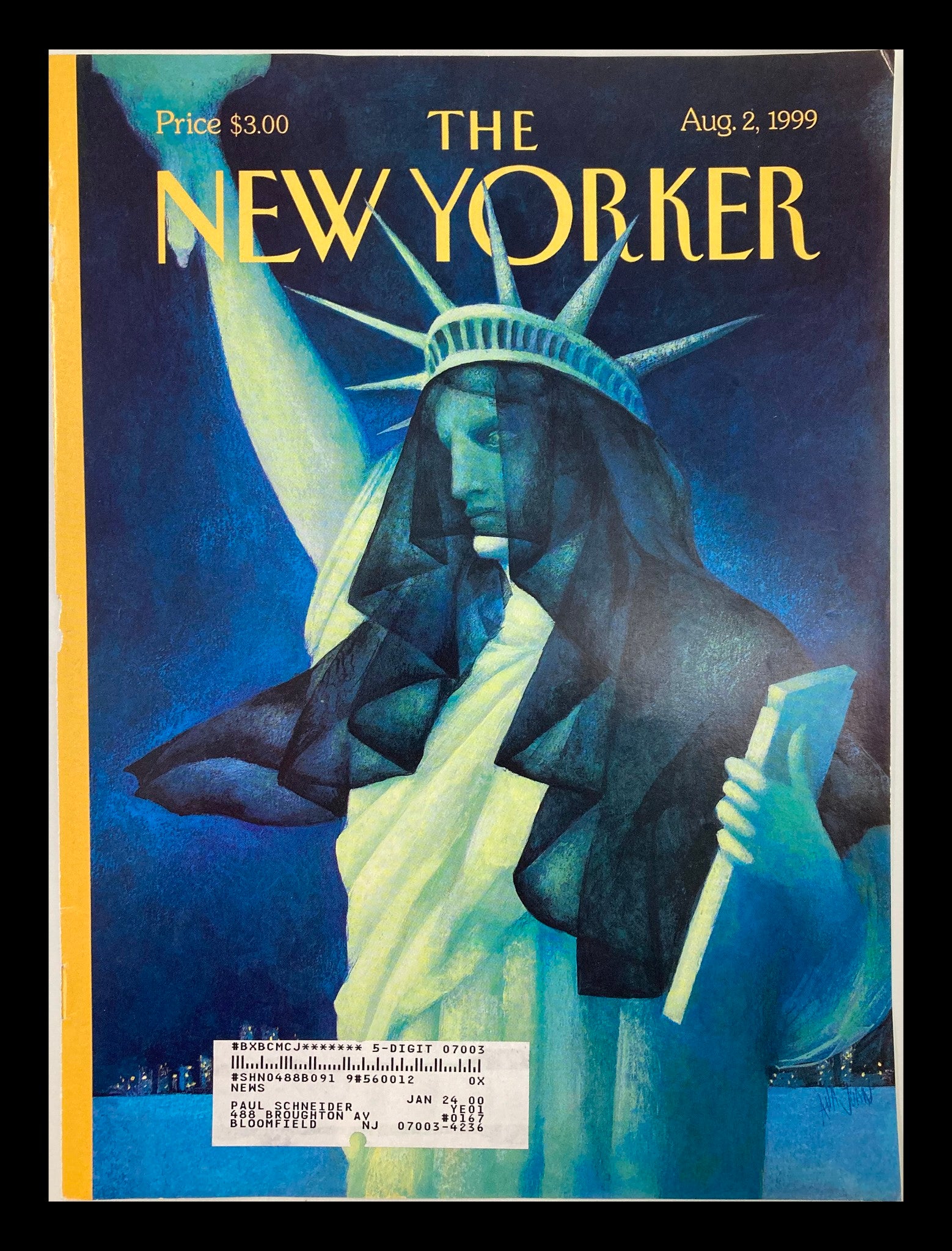 COVER ONLY The New Yorker August 2 1999 City in Mourning by Ana Juan