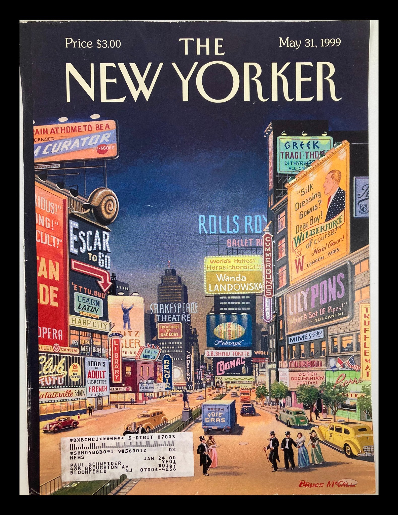 COVER ONLY The New Yorker May 31 1999 Lost Times Square by Bruce McCall