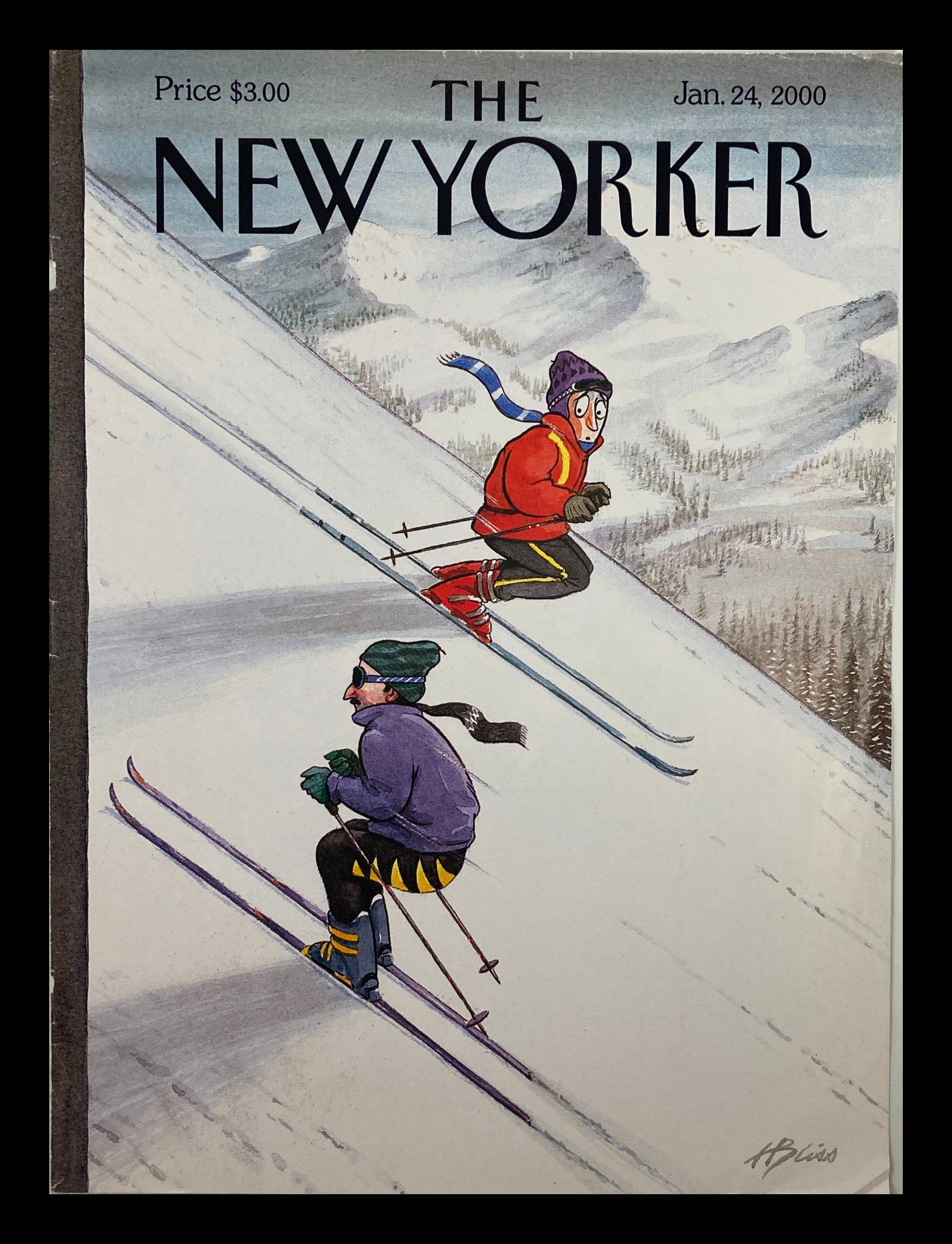 COVER ONLY The New Yorker January 24 2000 Up the Down Slope by Harry Bliss