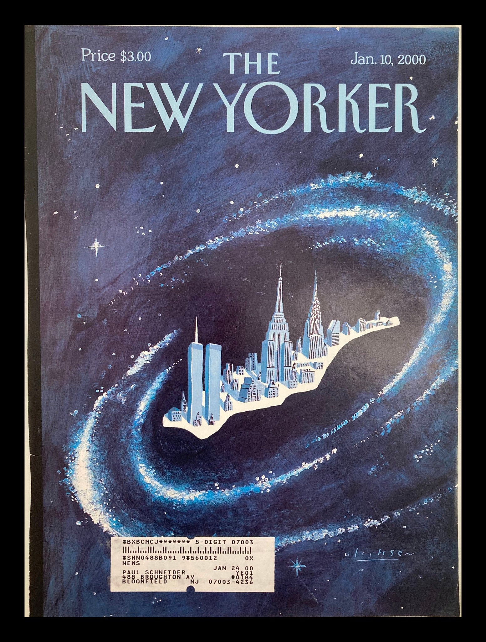 COVER ONLY The New Yorker January 10 2000 God's Drawing Board by Mark Ulriksen