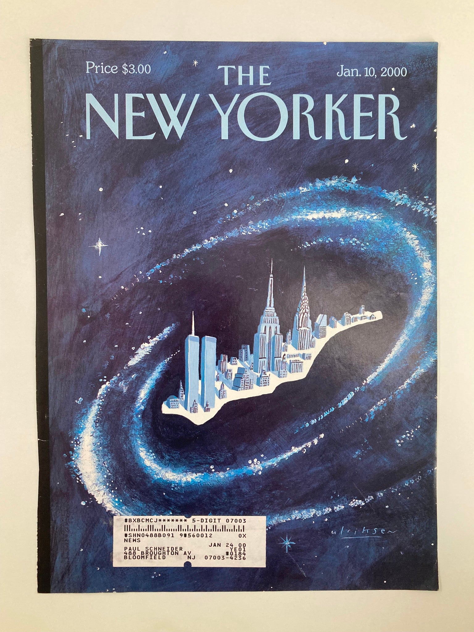 COVER ONLY The New Yorker January 10 2000 God's Drawing Board by Mark Ulriksen