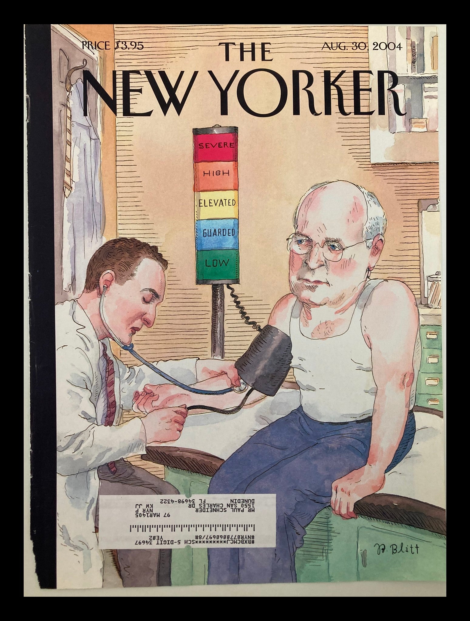 COVER ONLY The New Yorker August 30 2004 At Risk? by Barry Blitt