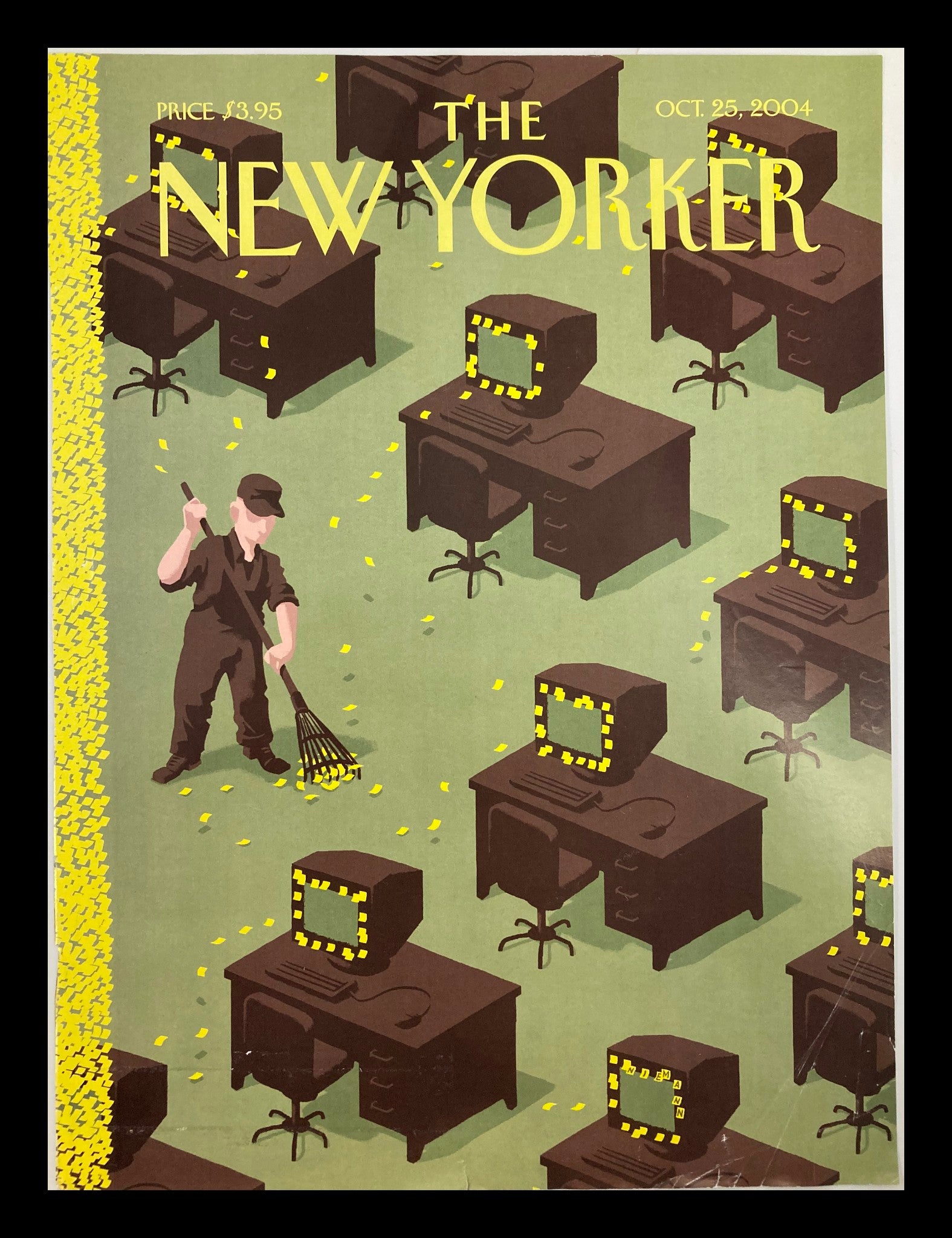 COVER ONLY The New Yorker October 25 2004 Autumn Chores by Christoph Niemann