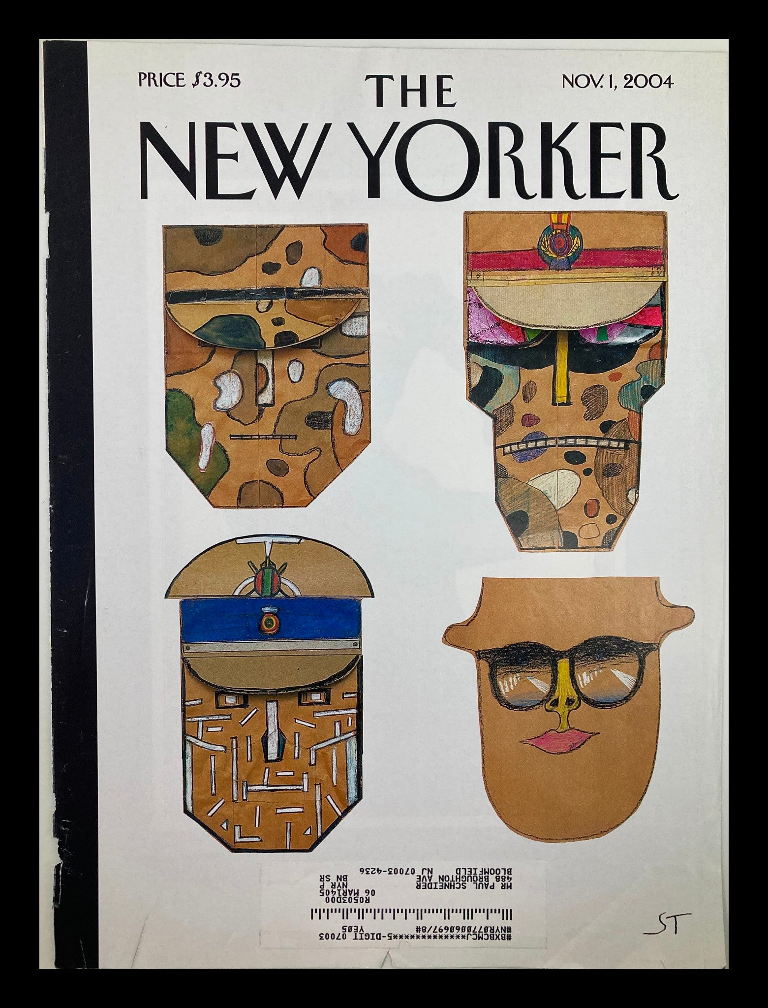 COVER ONLY The New Yorker November 1 2004 Choice for President by Saul Steinberg