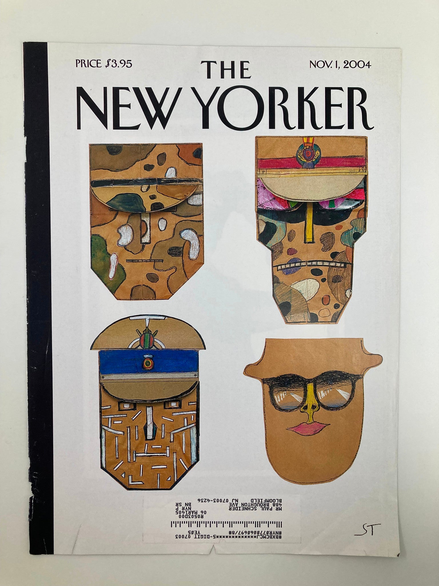 COVER ONLY The New Yorker November 1 2004 Choice for President by Saul Steinberg