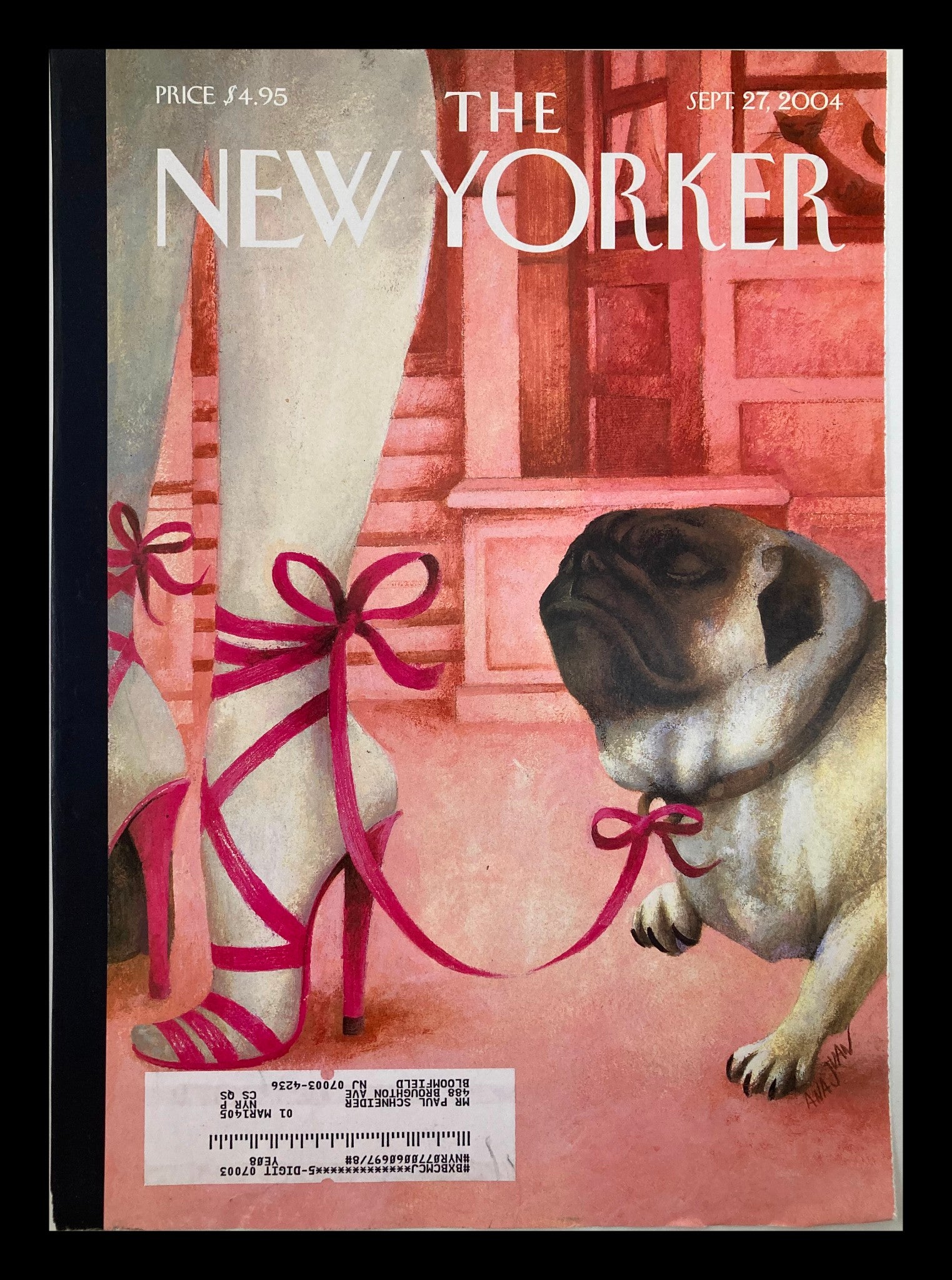 COVER ONLY The New Yorker September 27 2004 Pink Heels Dog by Ana Juan