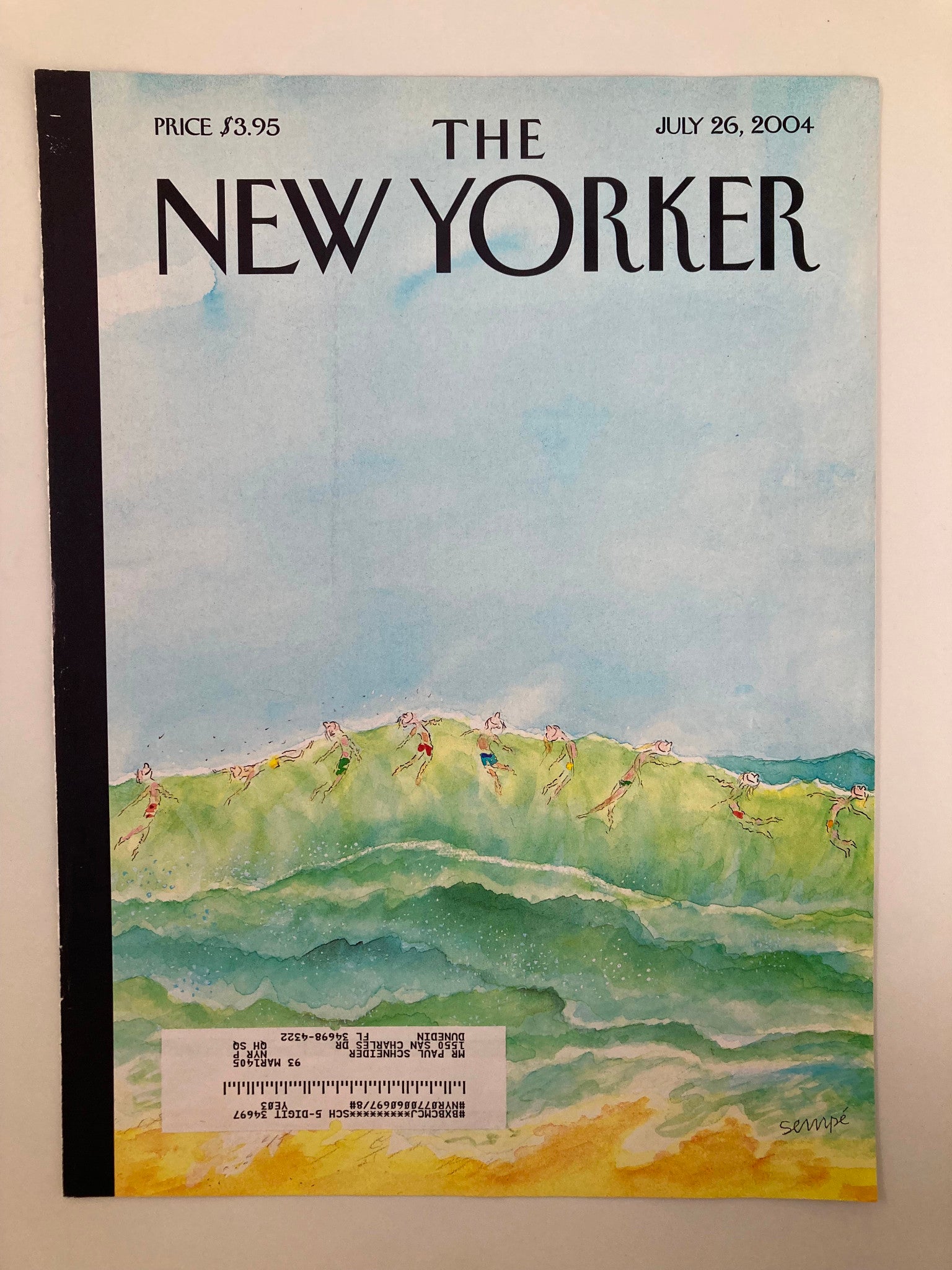 COVER ONLY The New Yorker July 26 2004 Beach Waves by Jean Jacques Sempe