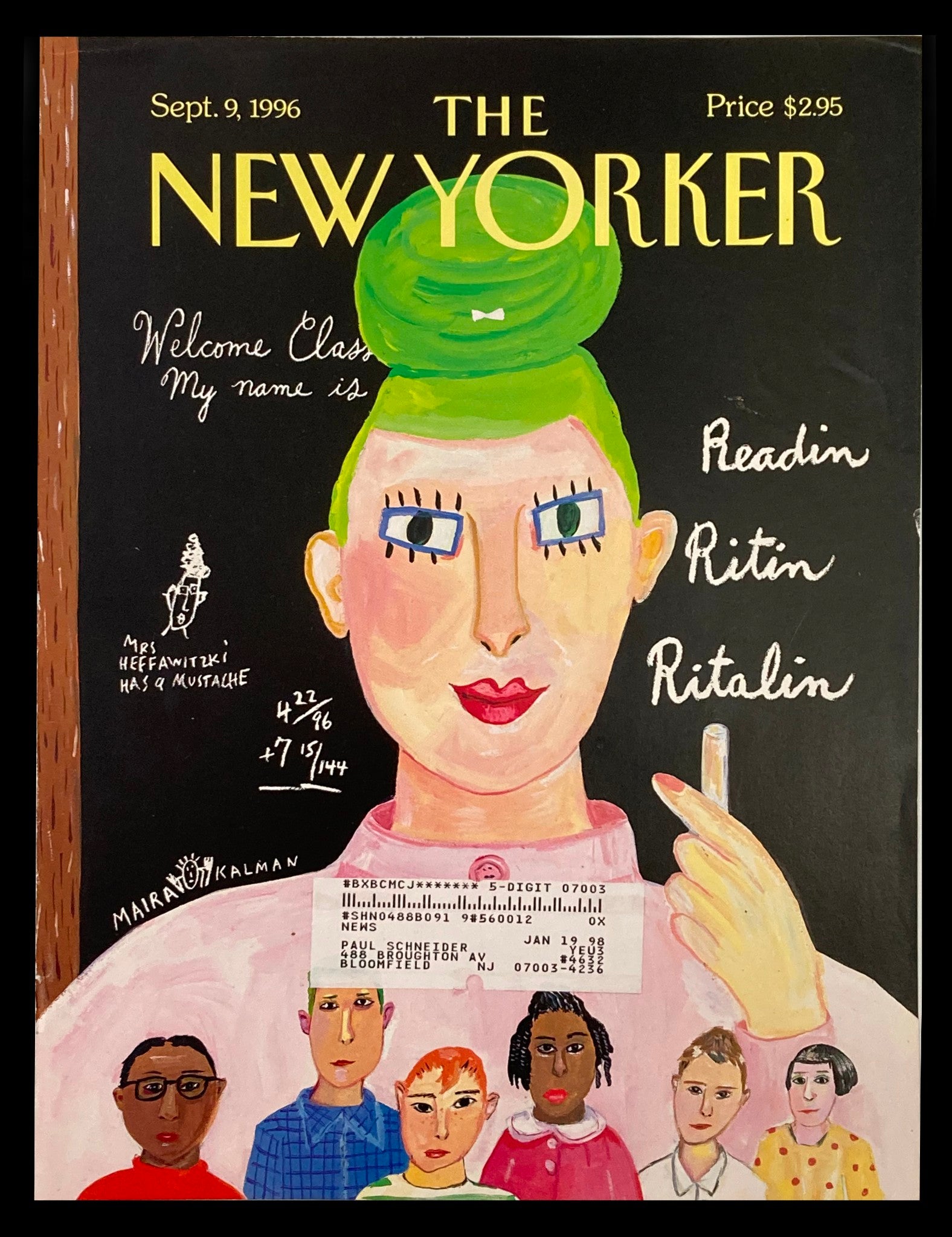 COVER ONLY The New Yorker September 9 1996 The Three Rs by Maira Kalman