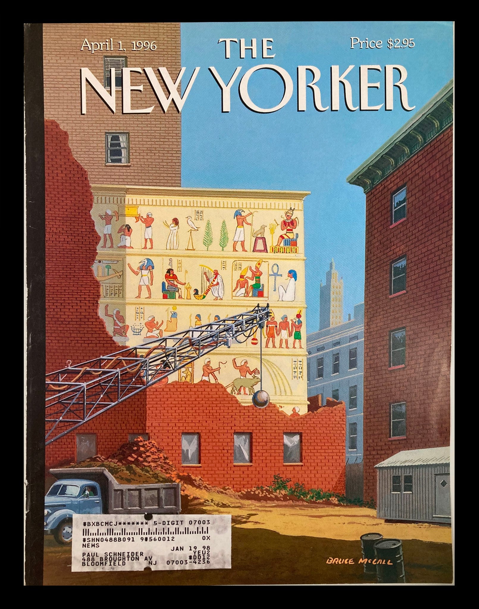 COVER ONLY The New Yorker April 1 1996 Landmarks Commission by Bruce McCall