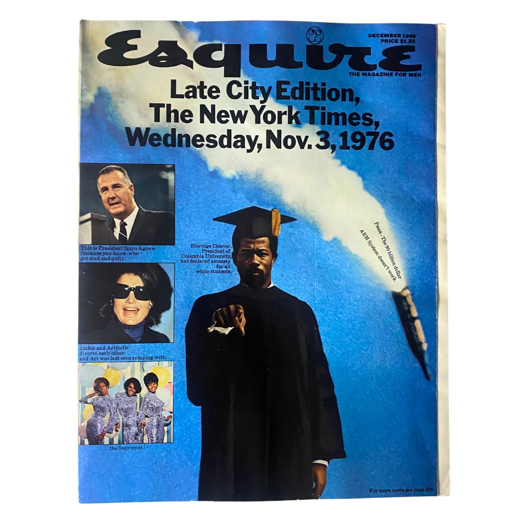 Esquire Magazine December 1969 Eldridge Cleaver, Spiro Agnew, Jackie Kennedy VG