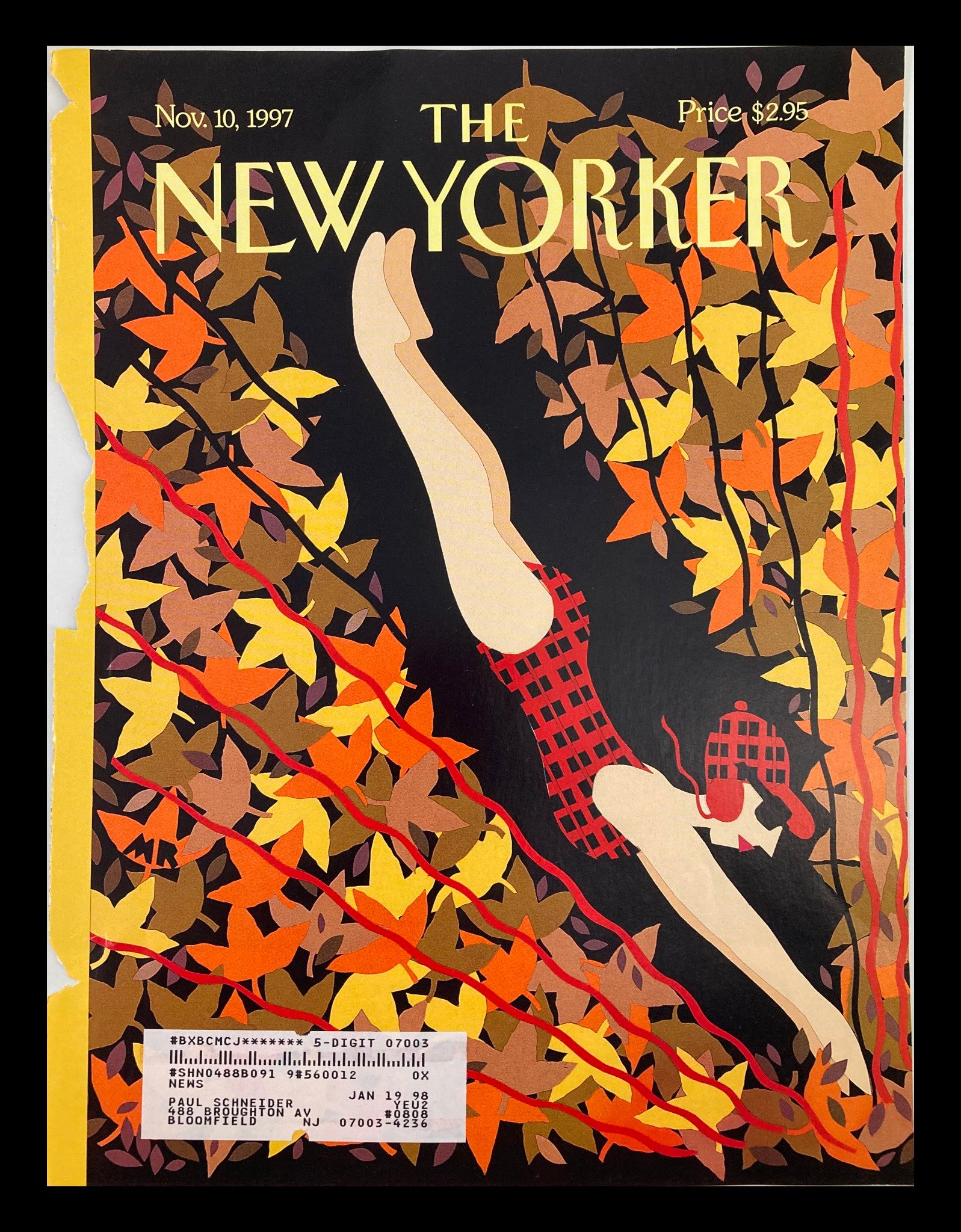 COVER ONLY The New Yorker November 10 1997 Fall Guise by Michael Roberts