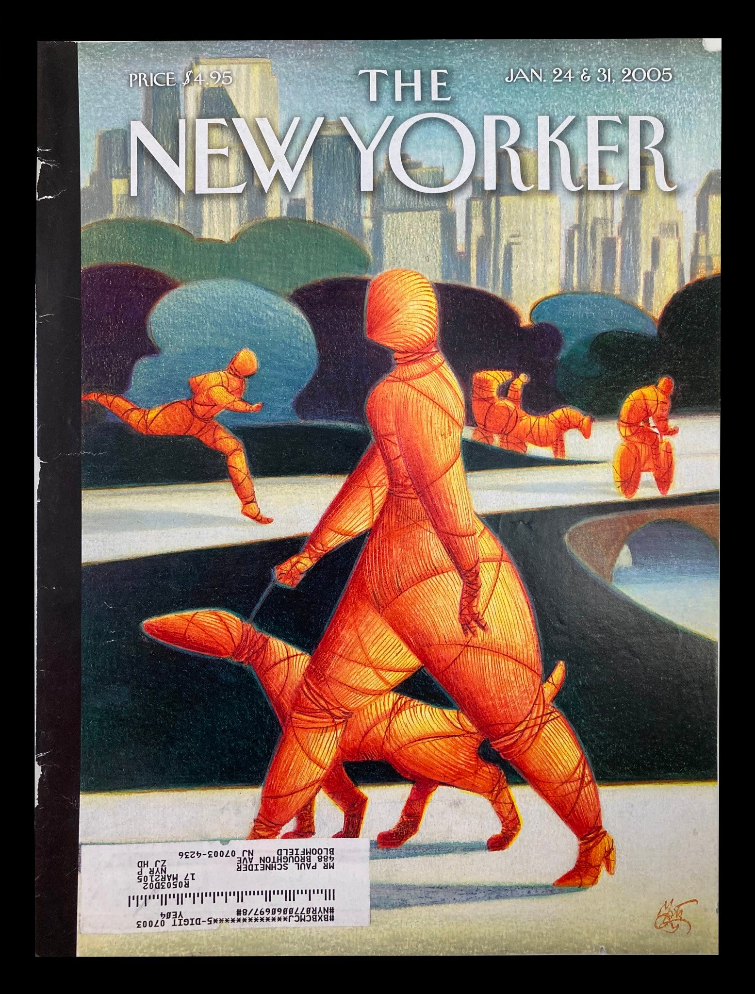 COVER ONLY The New Yorker January 24 2005 Central Park Wrapped Lorenzo Mattotti