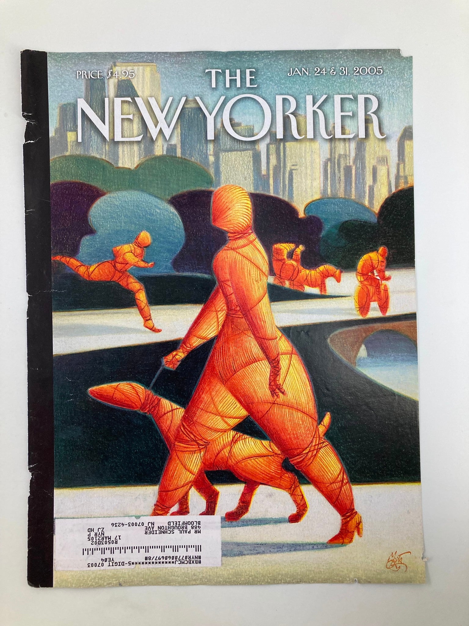 COVER ONLY The New Yorker January 24 2005 Central Park Wrapped Lorenzo Mattotti