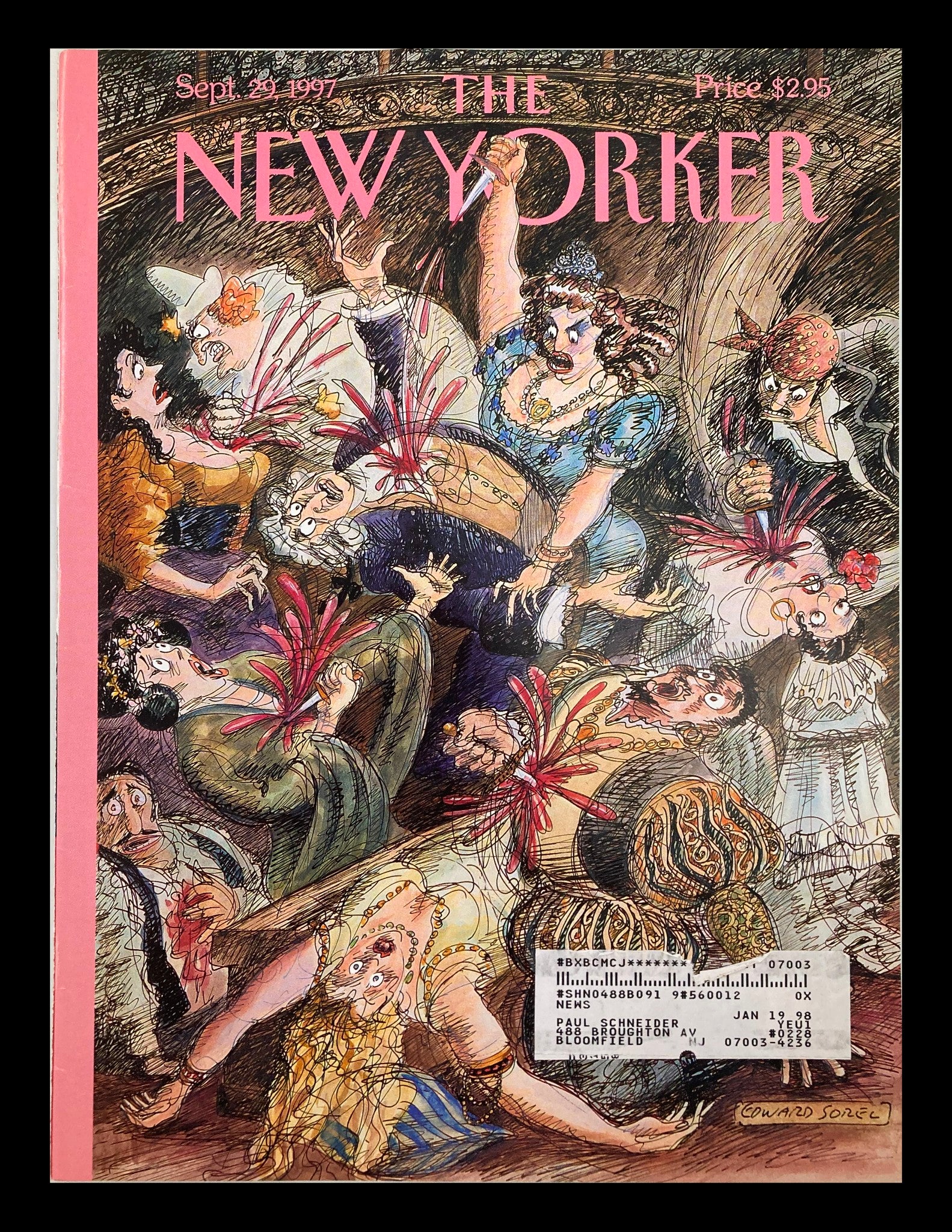 COVER ONLY The New Yorker September 29 1997 Opening Night by Edward Sorel