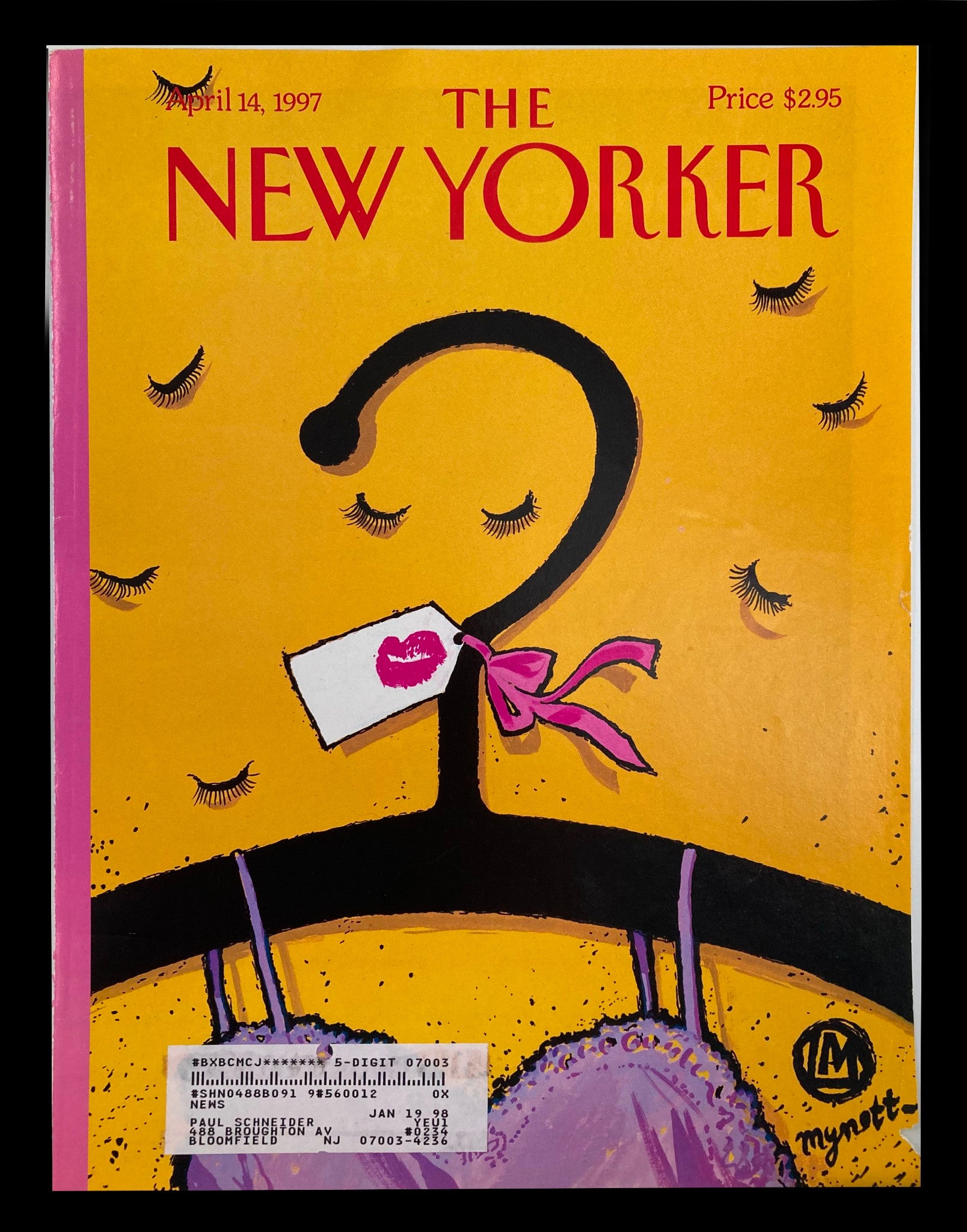 COVER ONLY The New Yorker April 14 1997 Fashion Hangup by Lawrence Mynott