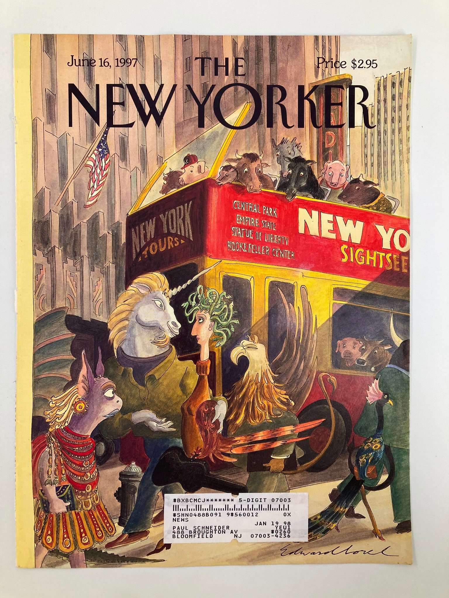 COVER ONLY The New Yorker June 16 1997 Walkers and Gawkers by Edward Sorel