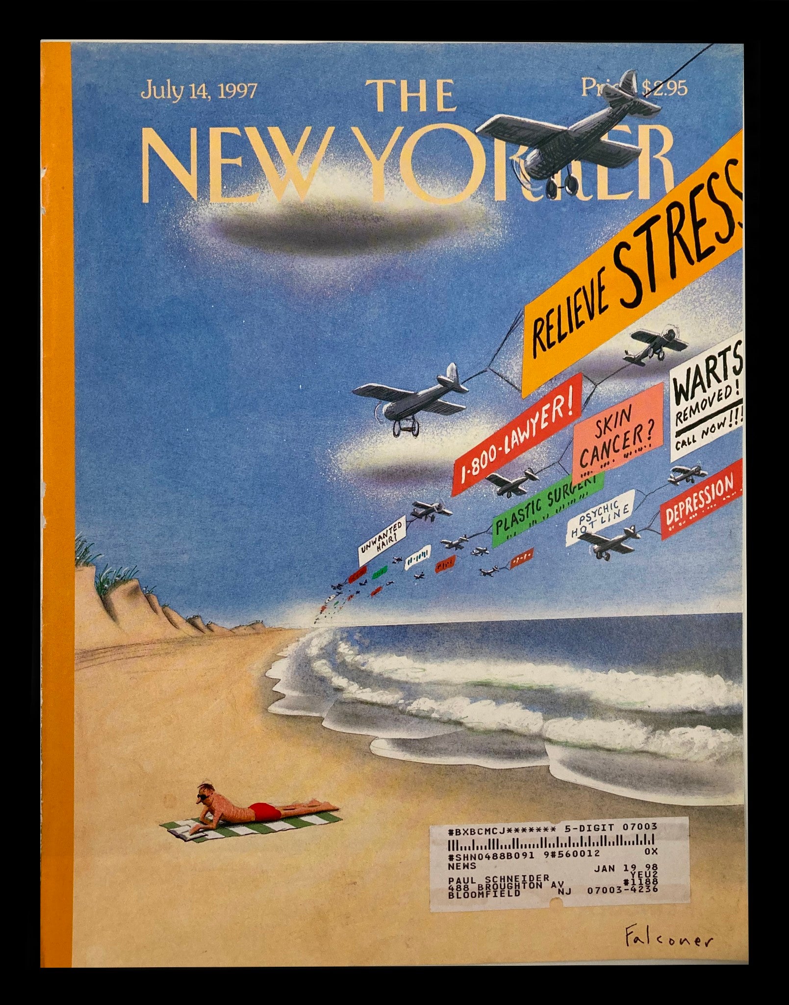 COVER ONLY The New Yorker July 14 1997 Getting Away frm It All by Ian Falconer