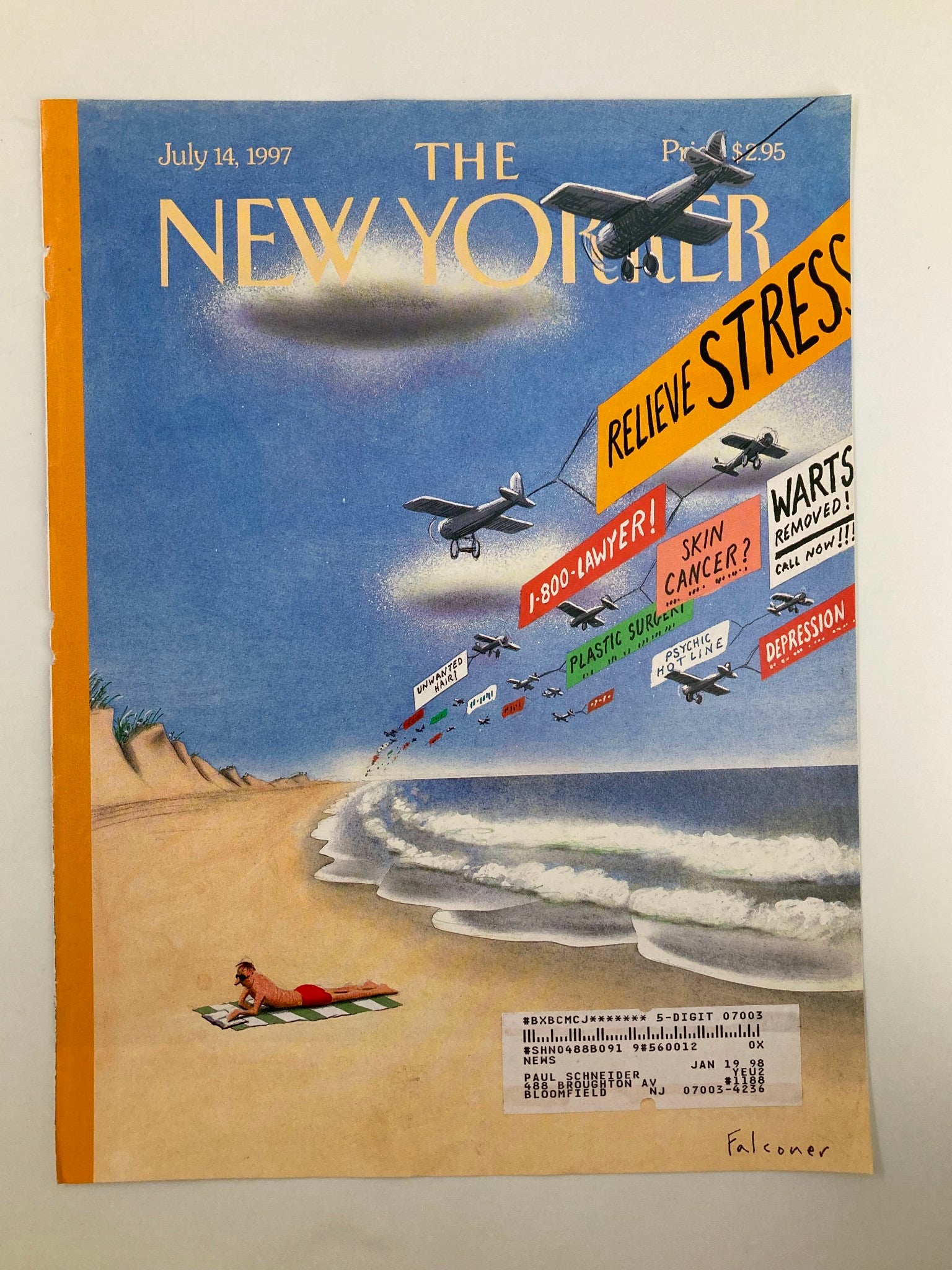 COVER ONLY The New Yorker July 14 1997 Getting Away frm It All by Ian Falconer