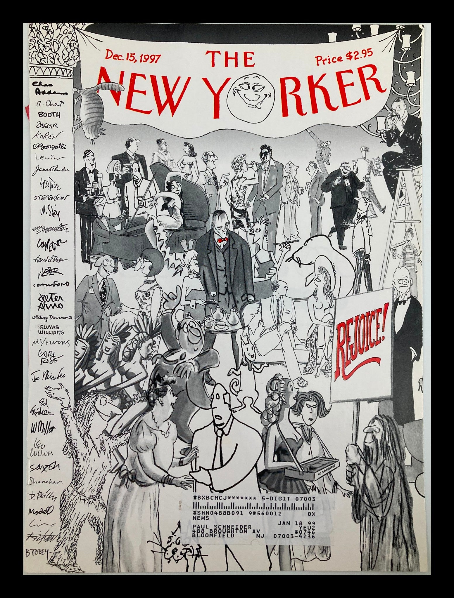 COVER ONLY The New Yorker December 15 1997 The Gang's All Here by Robert Mankoff