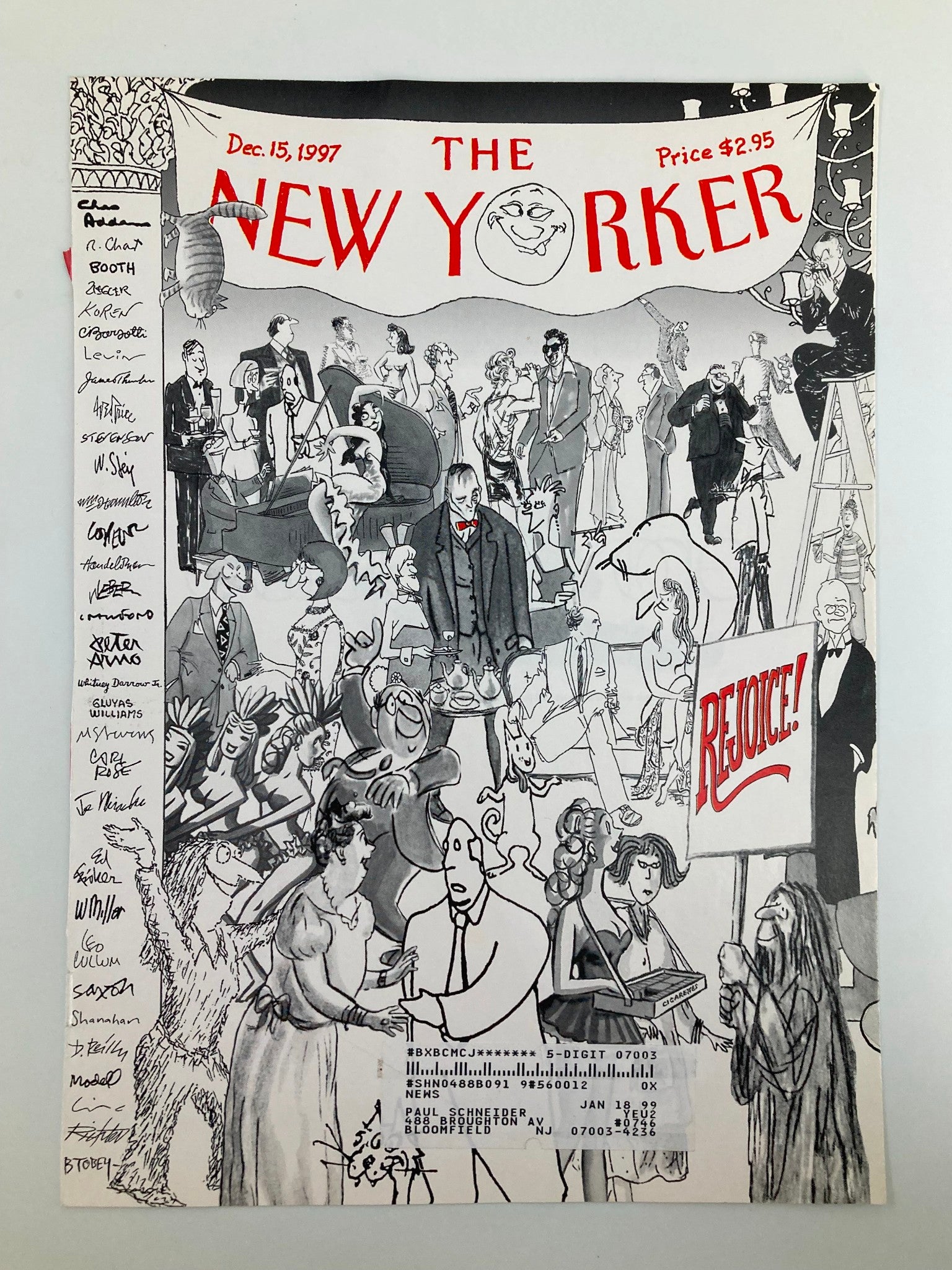 COVER ONLY The New Yorker December 15 1997 The Gang's All Here by Robert Mankoff