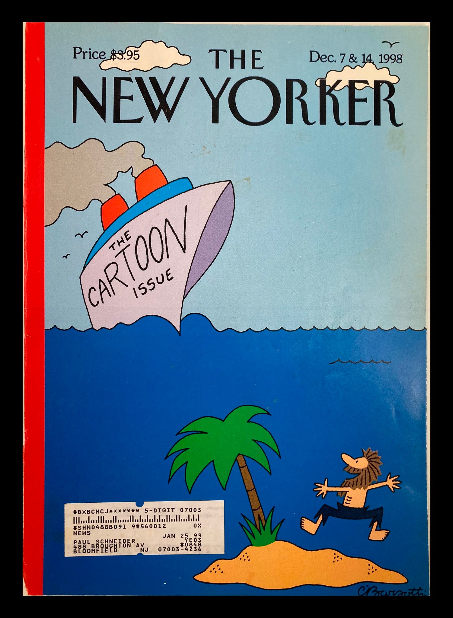 COVER ONLY The New Yorker December 7 1998 Ship of Quips by Charles Barsotti