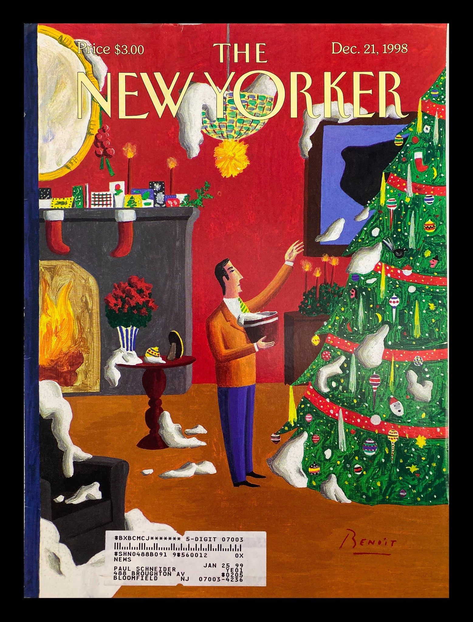 COVER ONLY The New Yorker December 21 1998 Christmas Decorations by Benoit