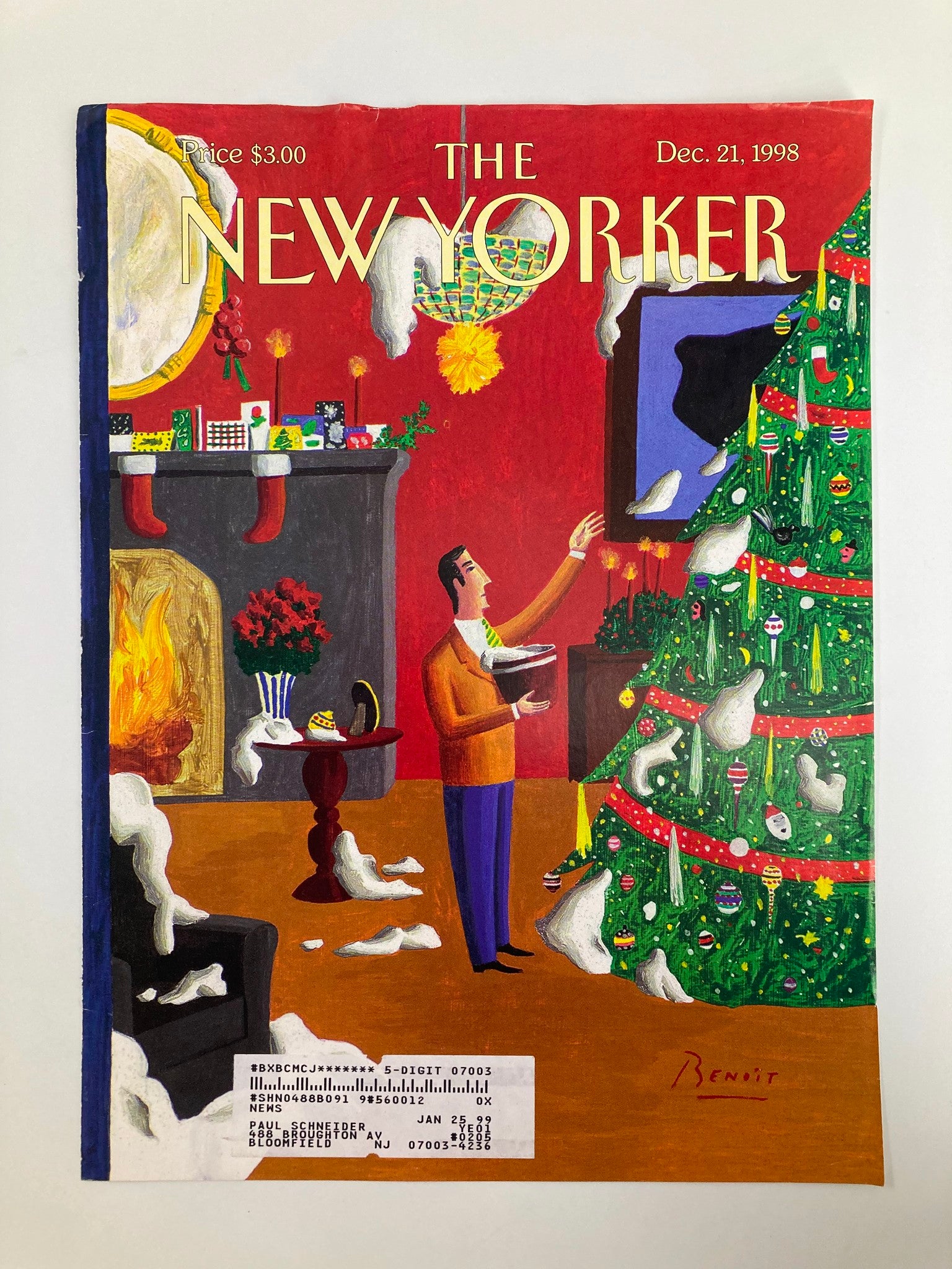 COVER ONLY The New Yorker December 21 1998 Christmas Decorations by Benoit