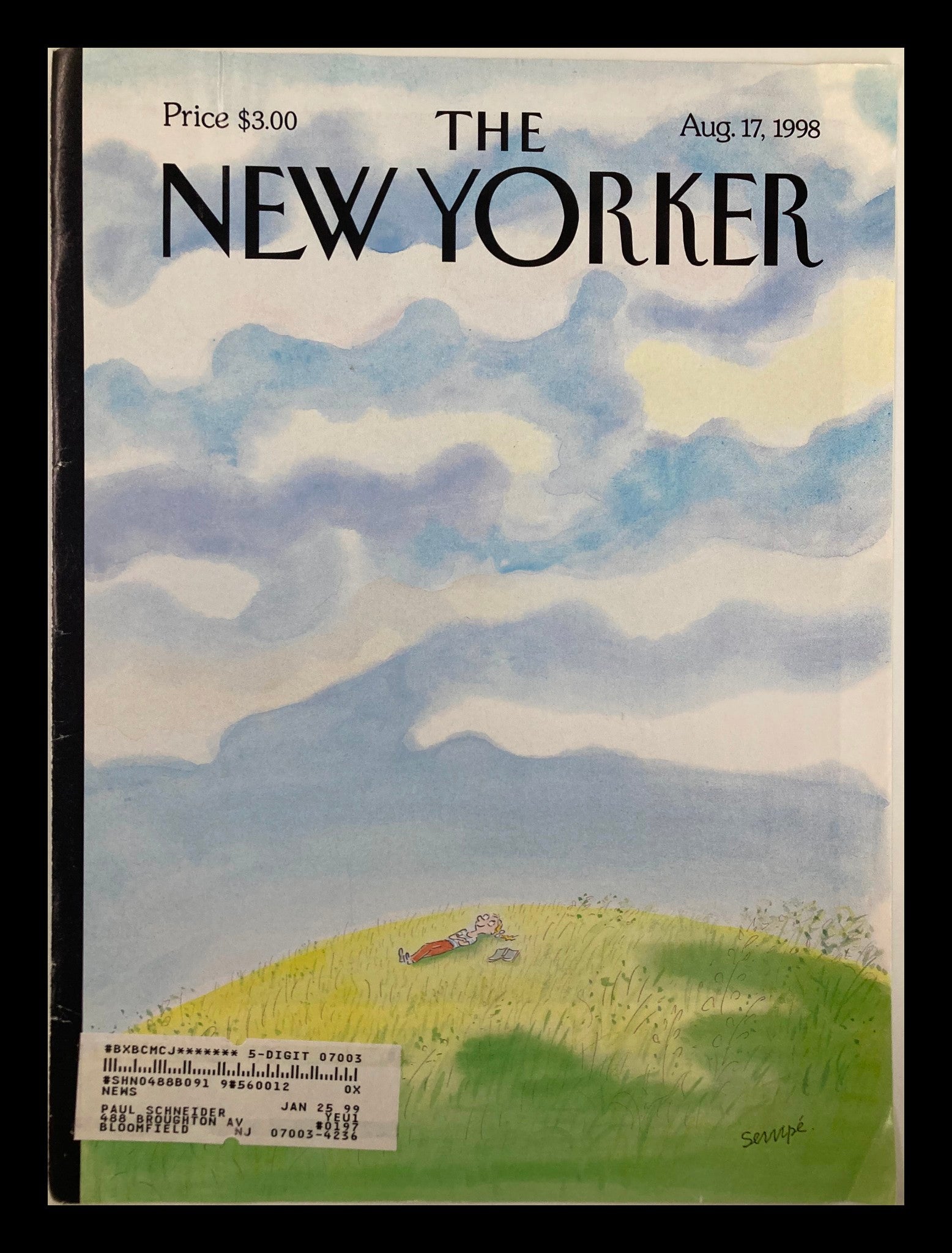 COVER ONLY The New Yorker August 17 1998 Afternoon Dreams by Jean-Jacques Sempe