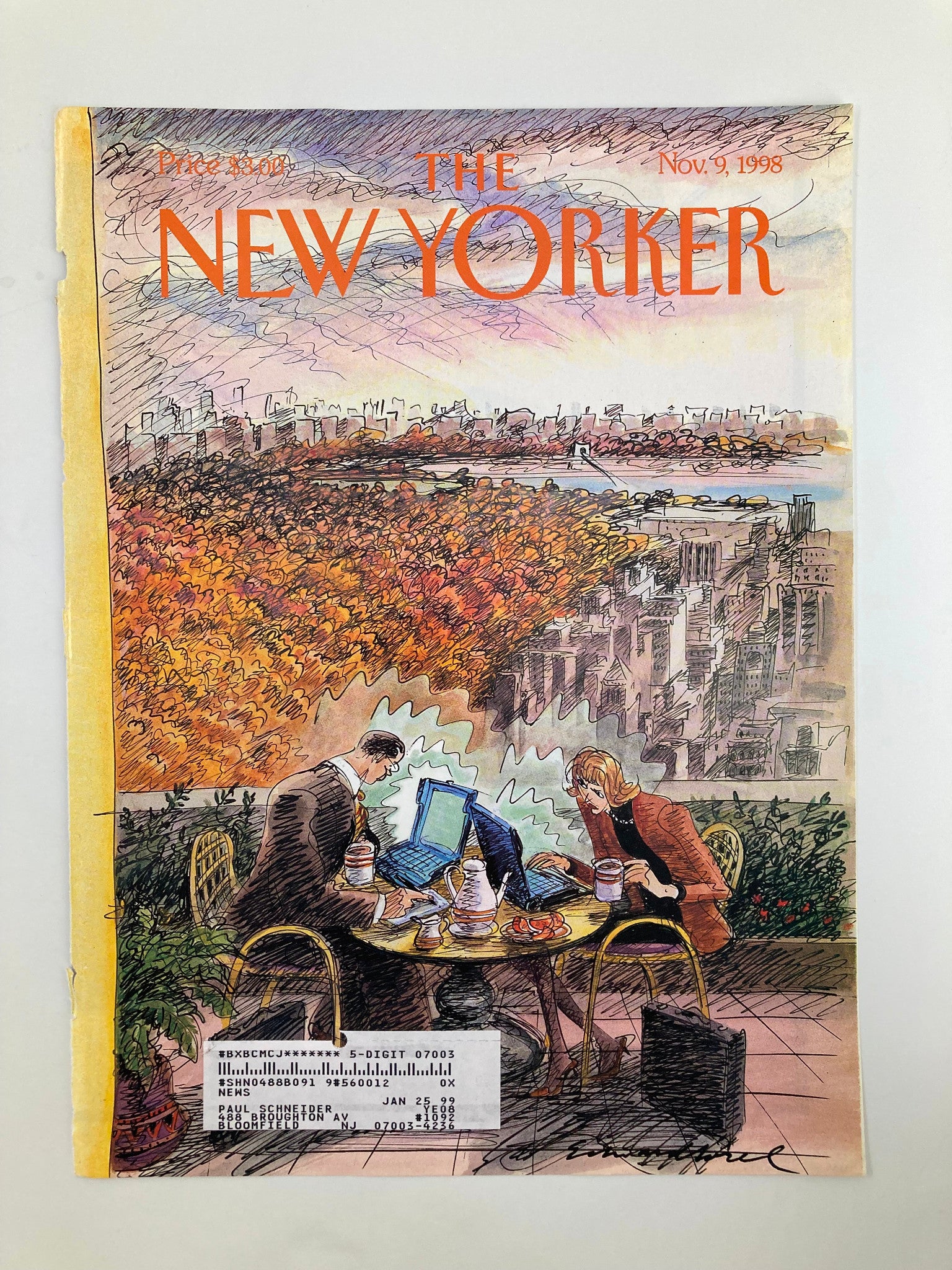 COVER ONLY The New Yorker November 9 1998 Early Birds by Edward Sorel