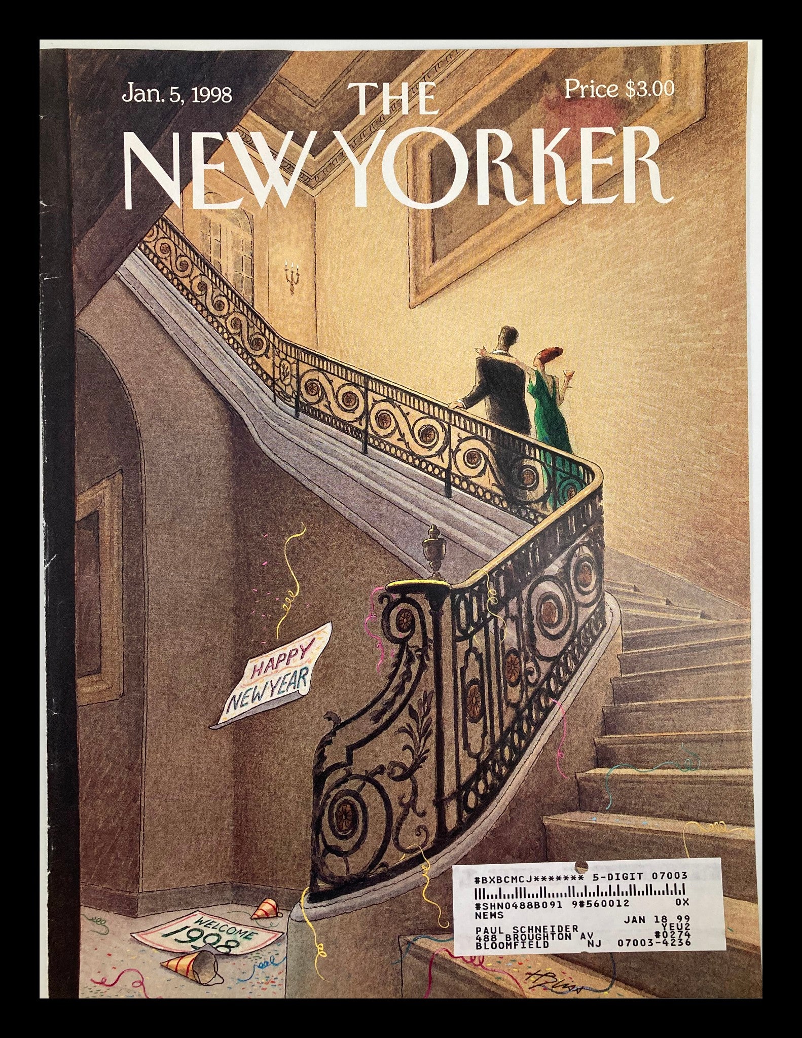 COVER ONLY The New Yorker January 5 1998 The New Year by Harry Bliss