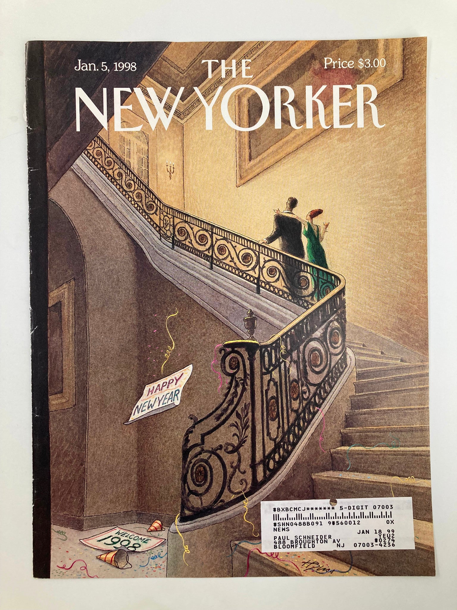 COVER ONLY The New Yorker January 5 1998 The New Year by Harry Bliss