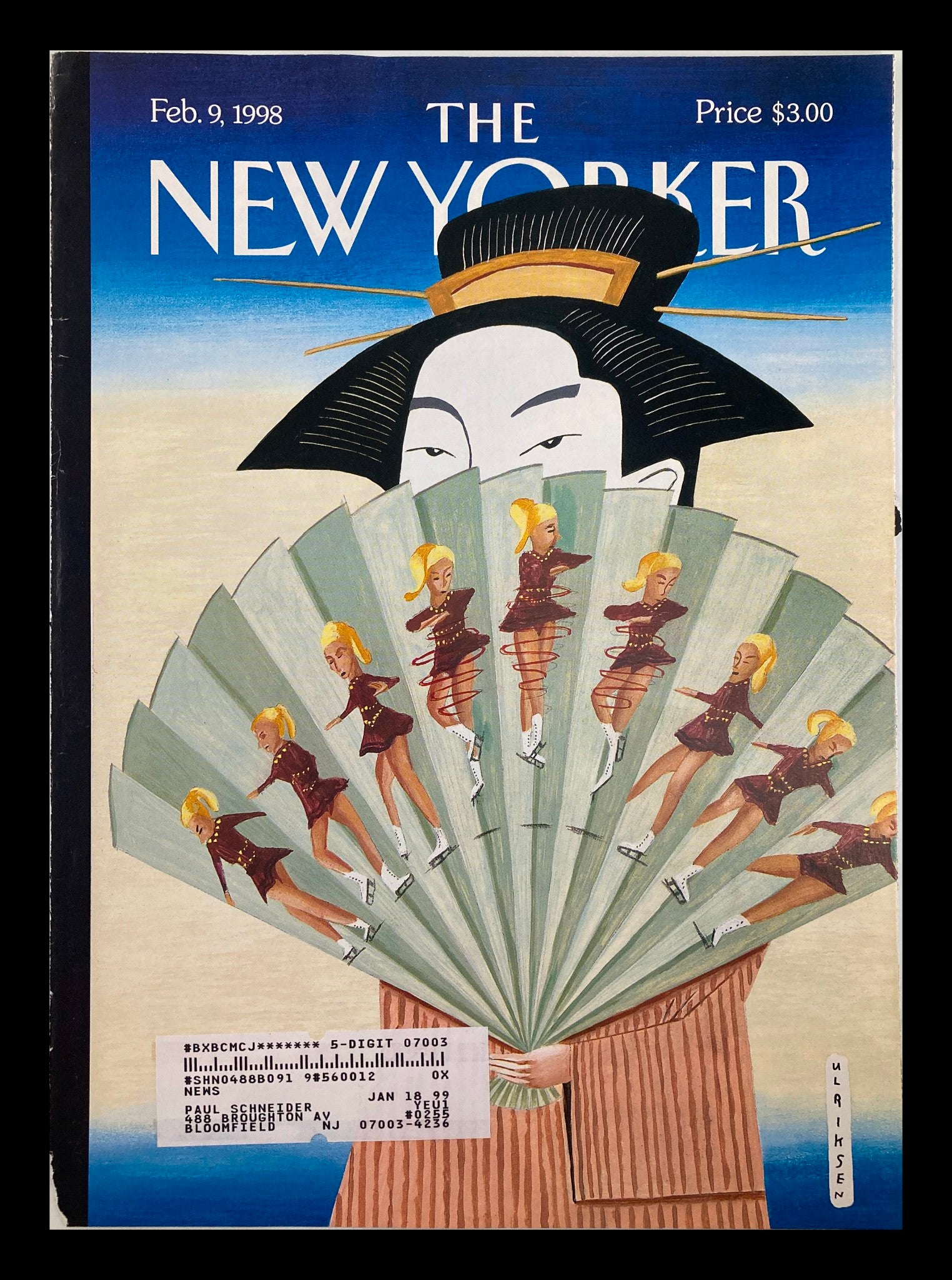 COVER ONLY The New Yorker February 9 1998 Figure-Skating Fan by Mark Ulriksen