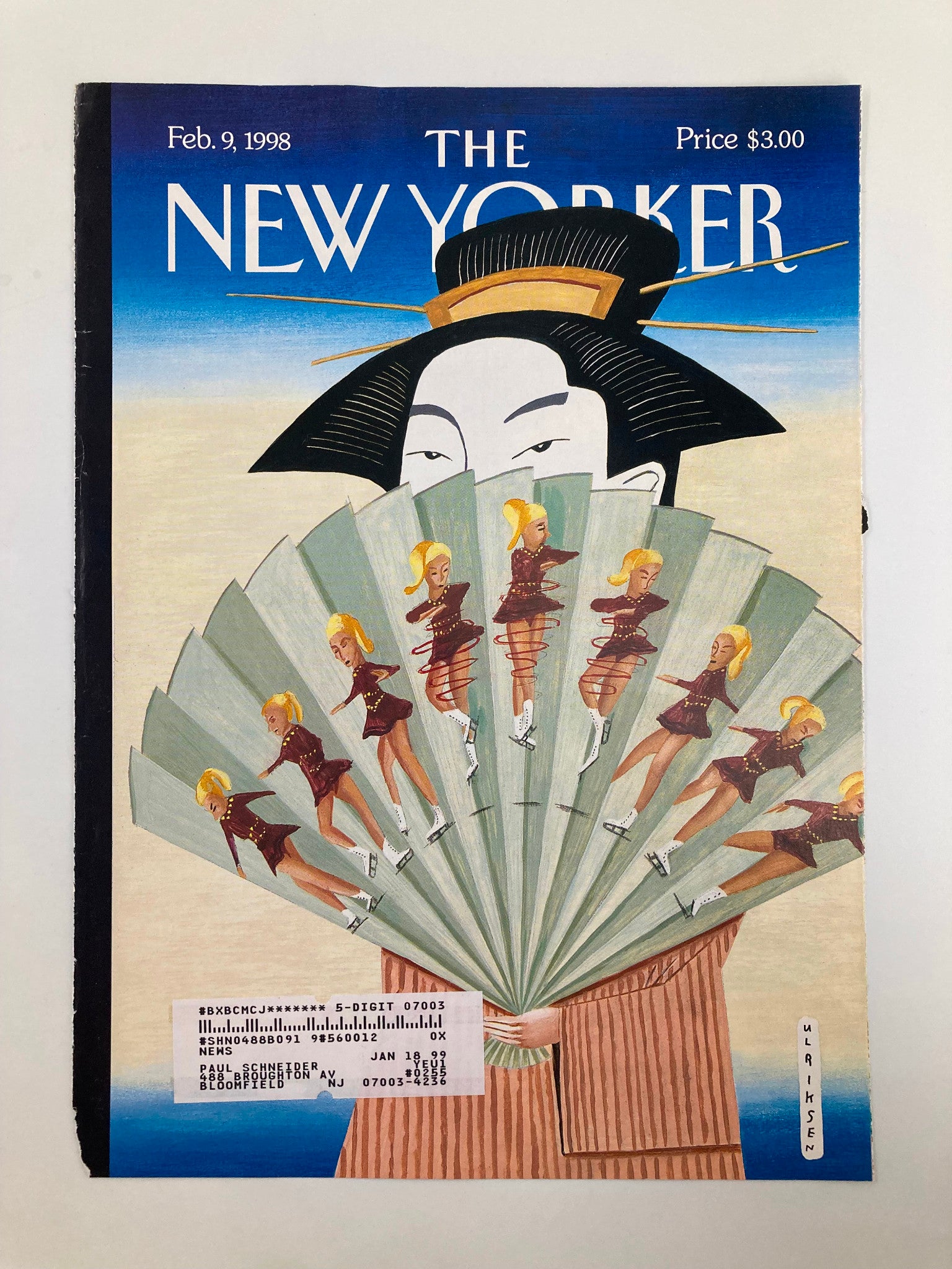 COVER ONLY The New Yorker February 9 1998 Figure-Skating Fan by Mark Ulriksen