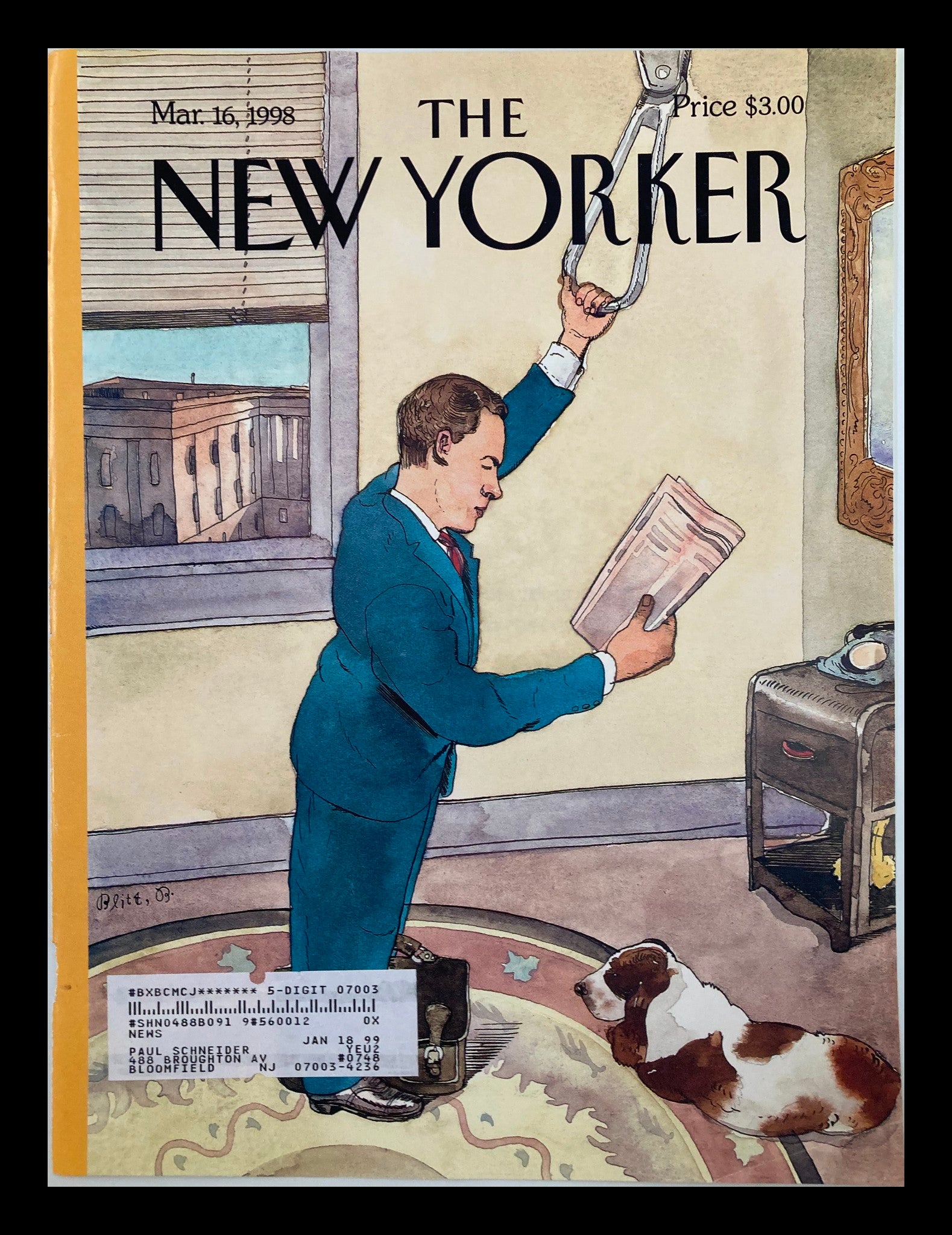 COVER ONLY The New Yorker March 16 1998 The Commuter by Barry Blitt