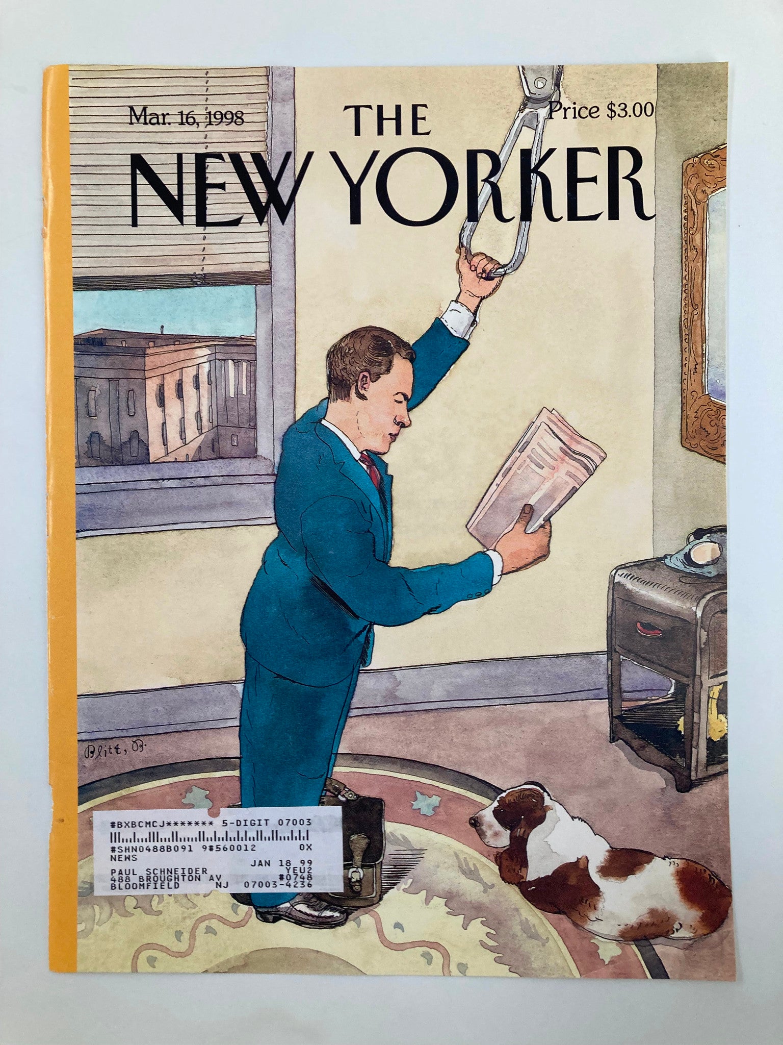 COVER ONLY The New Yorker March 16 1998 The Commuter by Barry Blitt