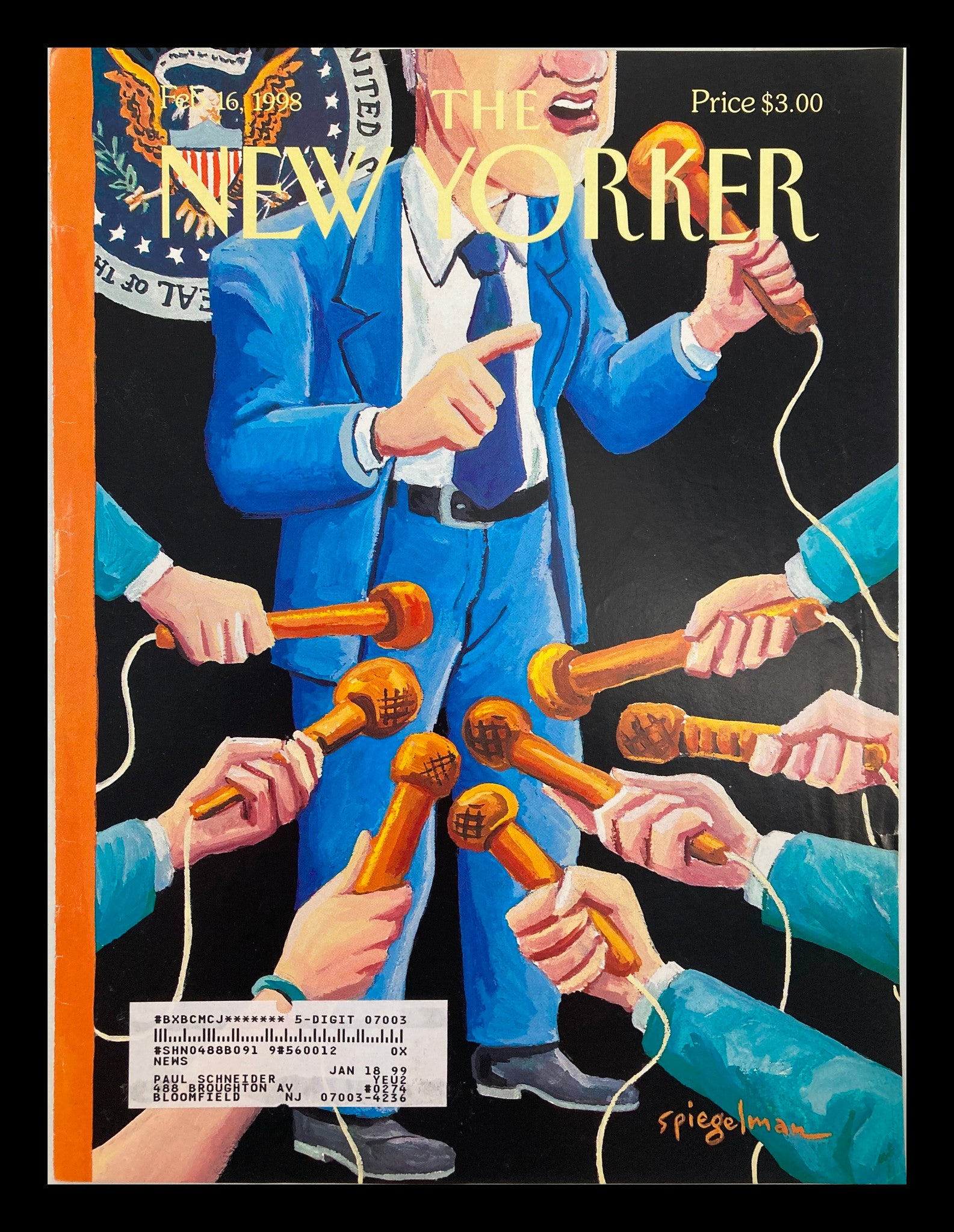 COVER ONLY The New Yorker February 16 1998 The Low Road by Art Spiegelman