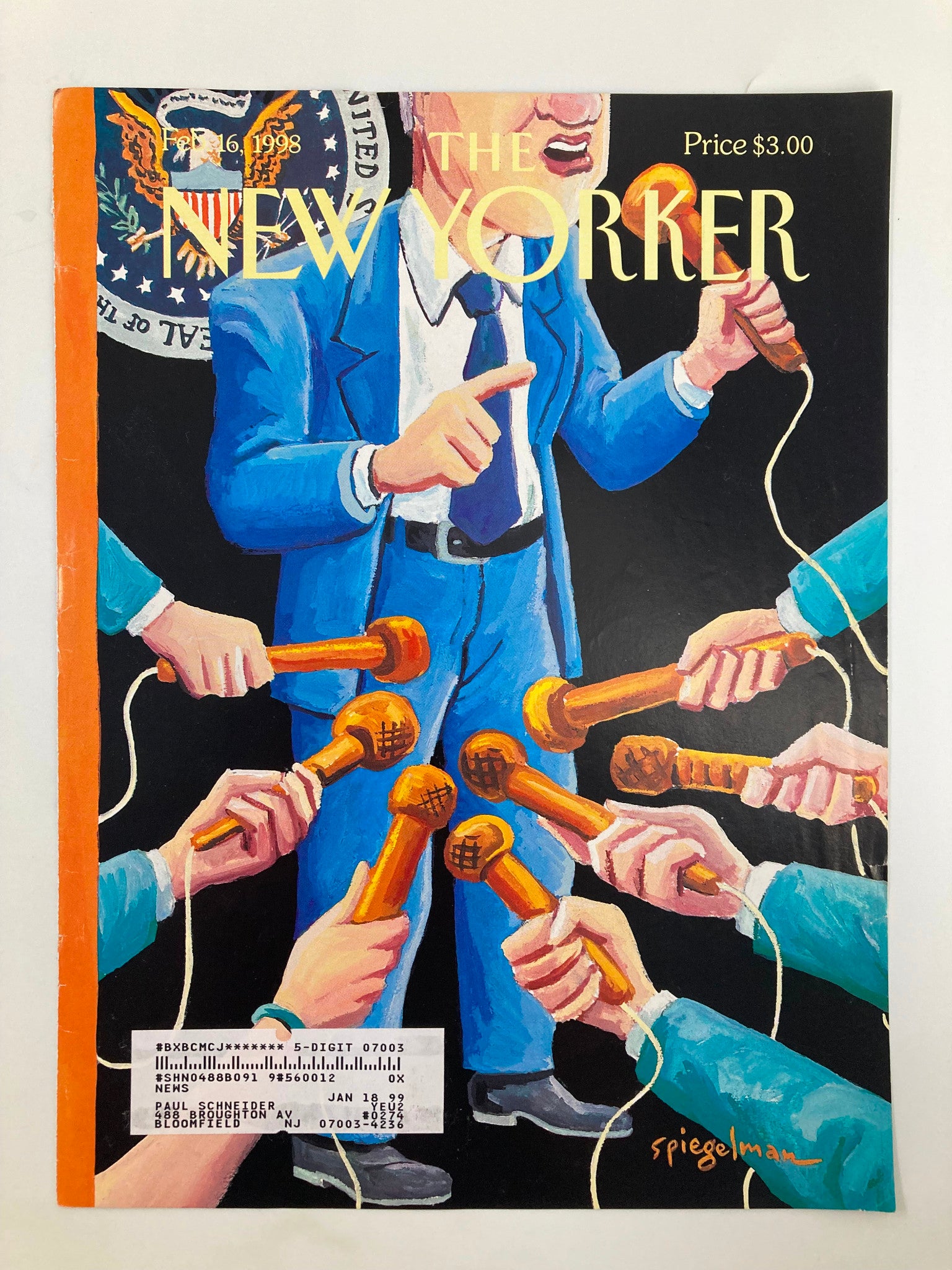 COVER ONLY The New Yorker February 16 1998 The Low Road by Art Spiegelman