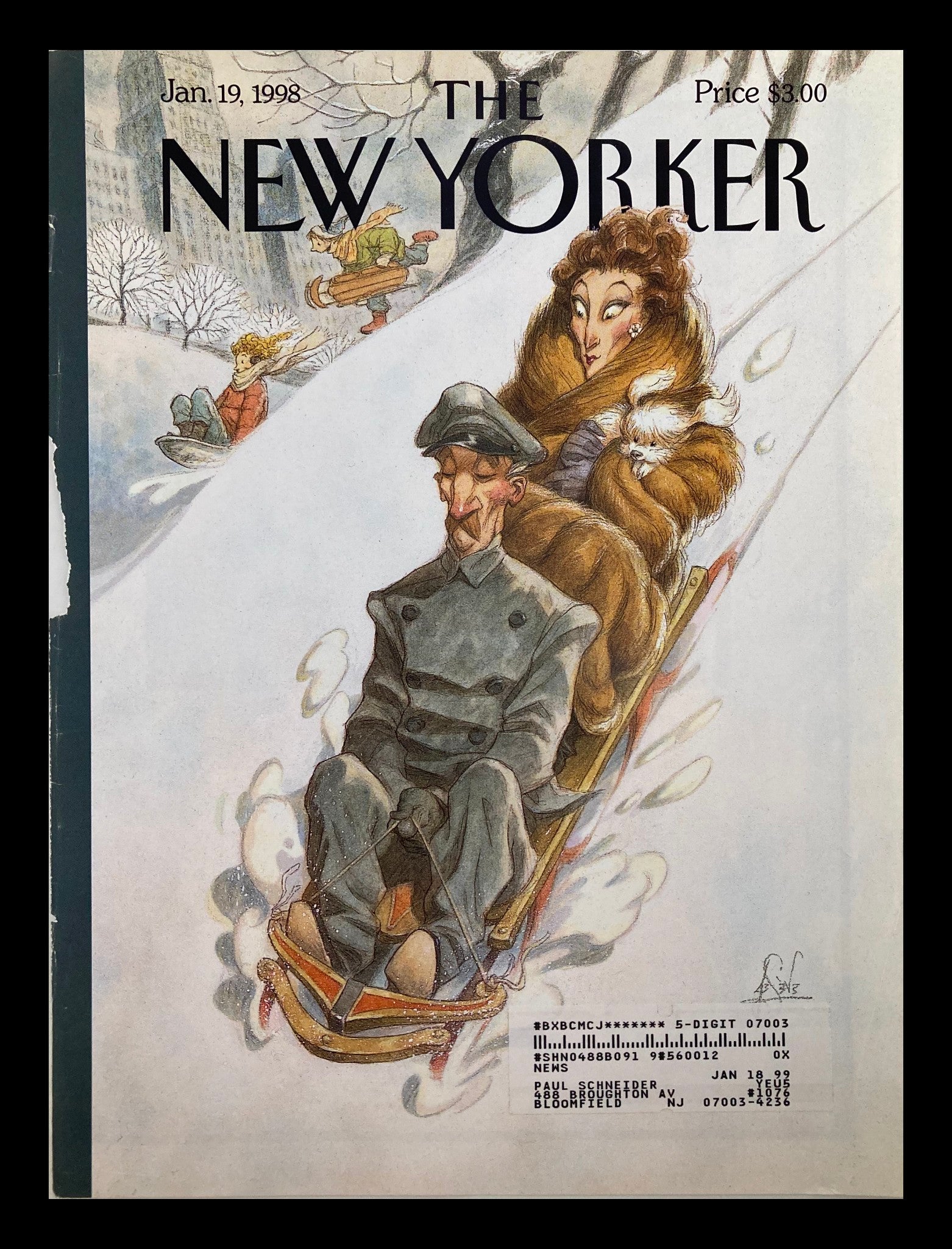 COVER ONLY The New Yorker January 19 1998 Through the Park James Peter de Seve