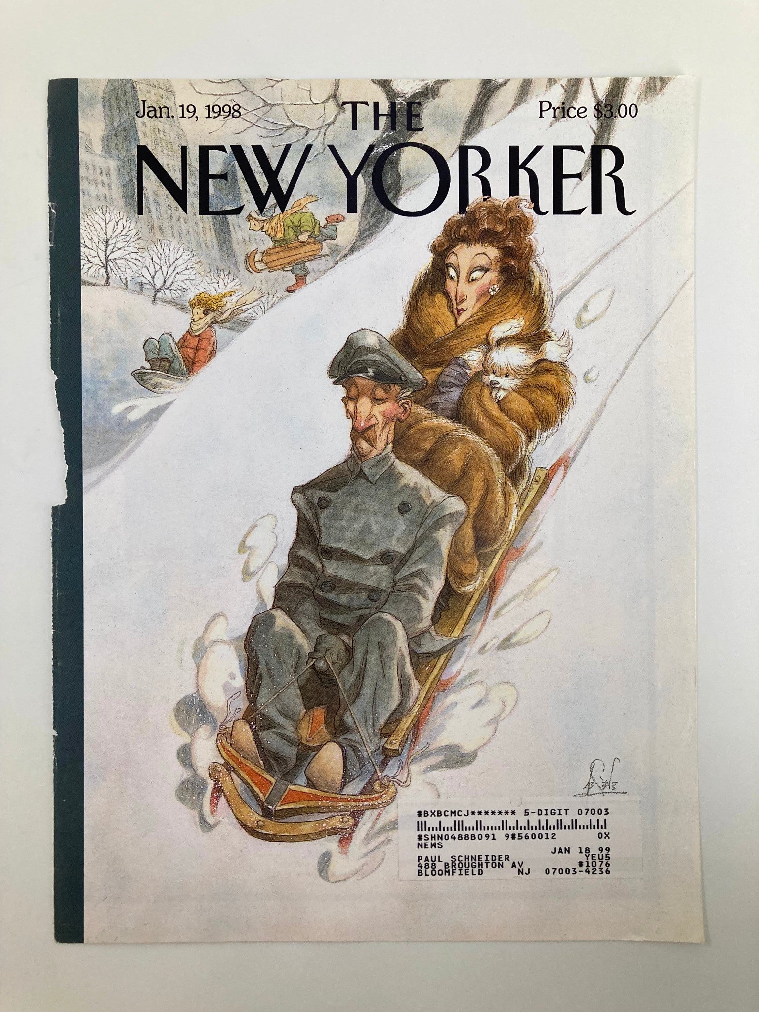 COVER ONLY The New Yorker January 19 1998 Through the Park James Peter de Seve