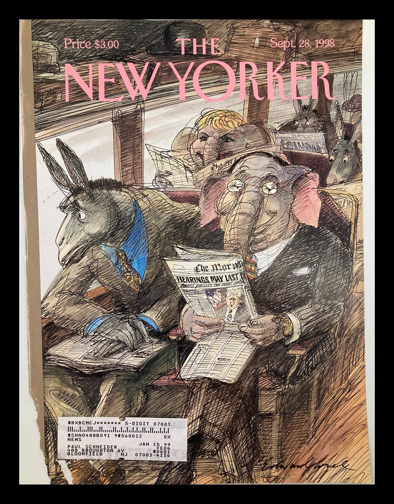 COVER ONLY The New Yorker September 28 1998 All The News Unfit to Print E. Sorel