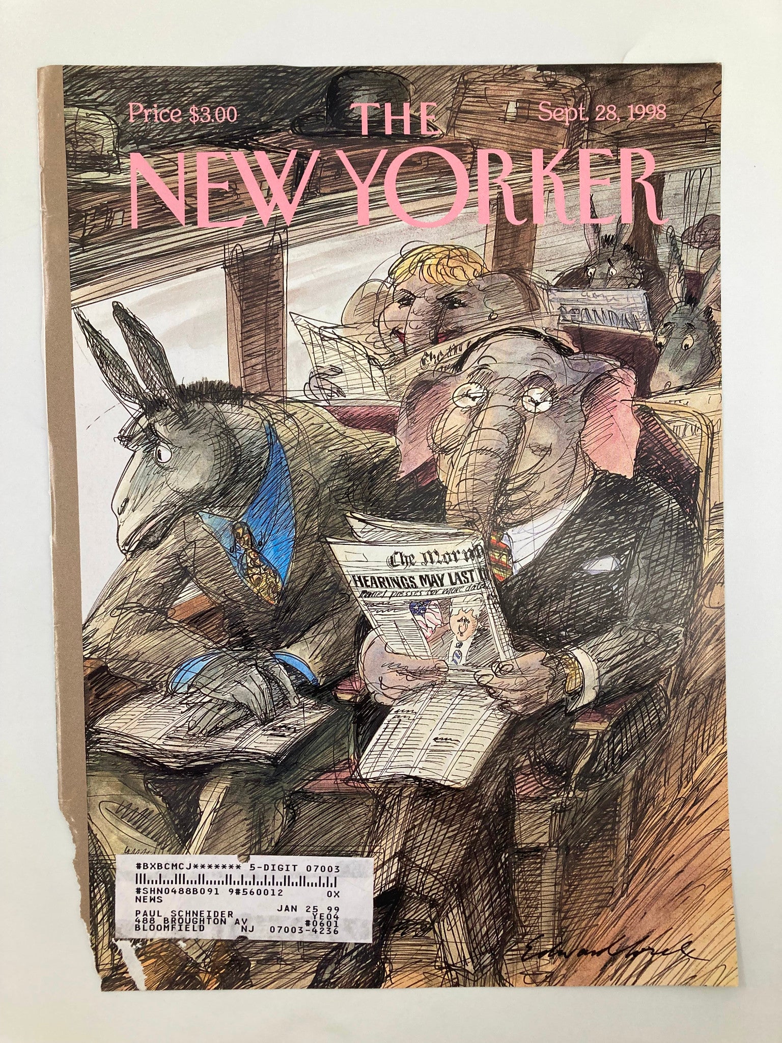 COVER ONLY The New Yorker September 28 1998 All The News Unfit to Print E. Sorel