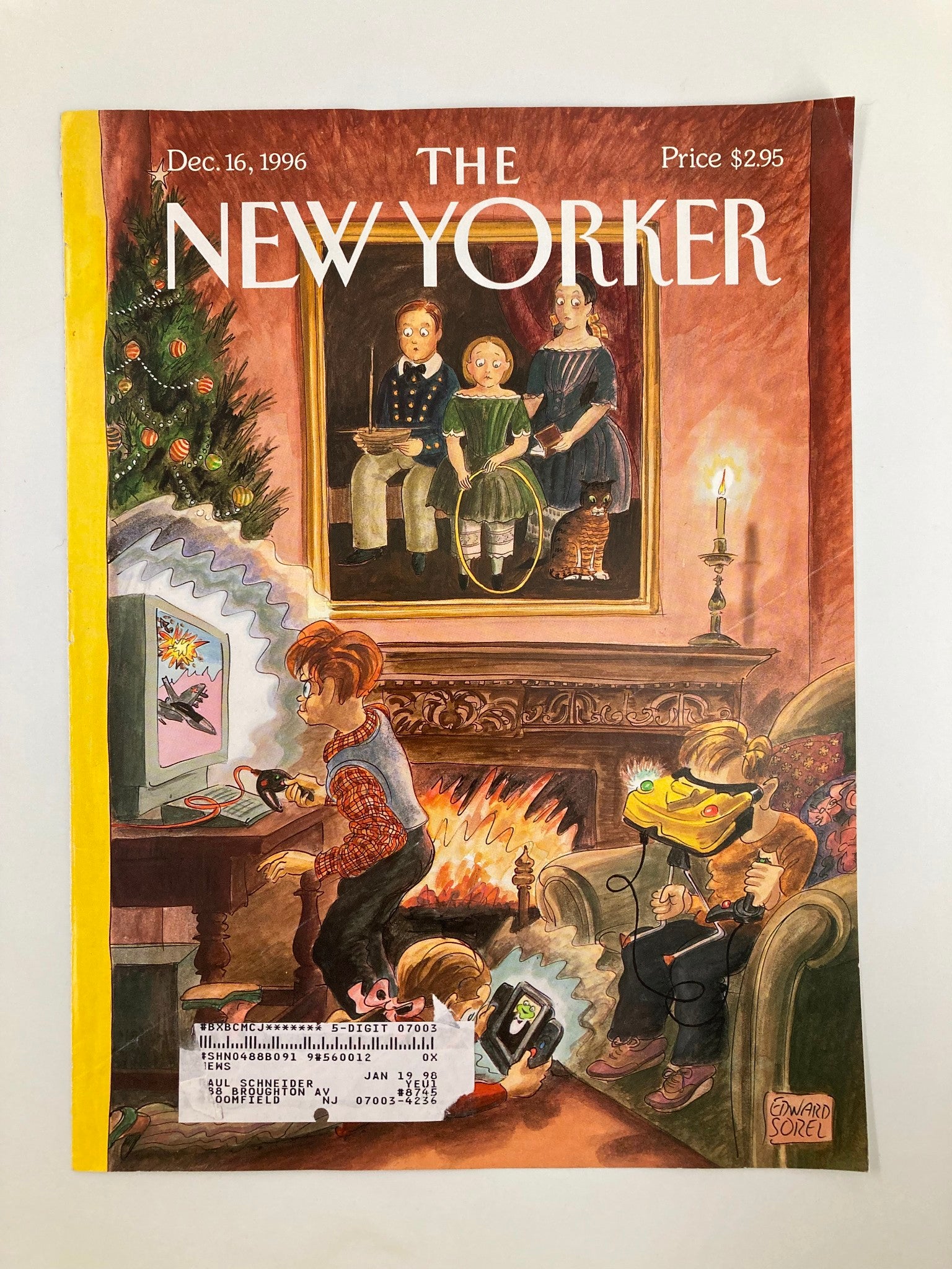 COVER ONLY The New Yorker December 16 1996 Game Night by Edward Sorel