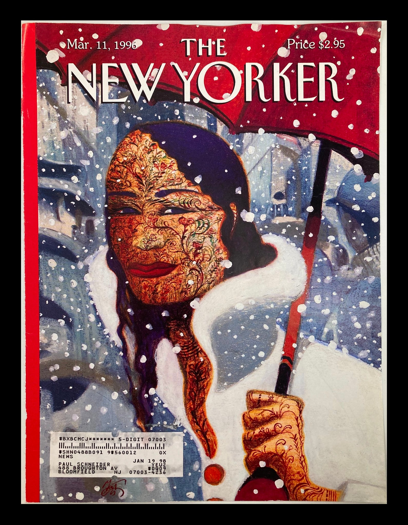 COVER ONLY The New Yorker March 11 1996 Warm Front by Lorenzoz Mattotti