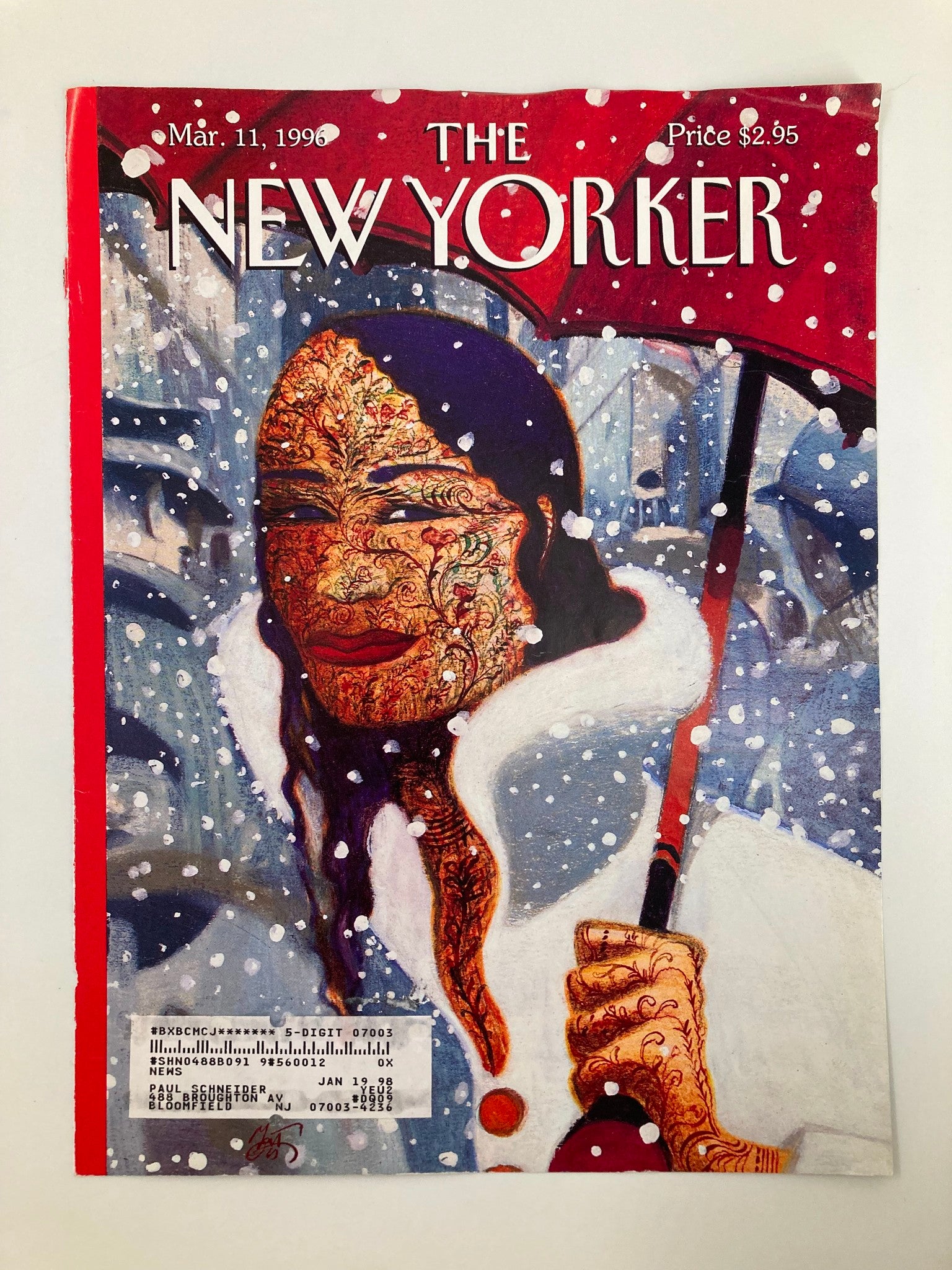 COVER ONLY The New Yorker March 11 1996 Warm Front by Lorenzoz Mattotti