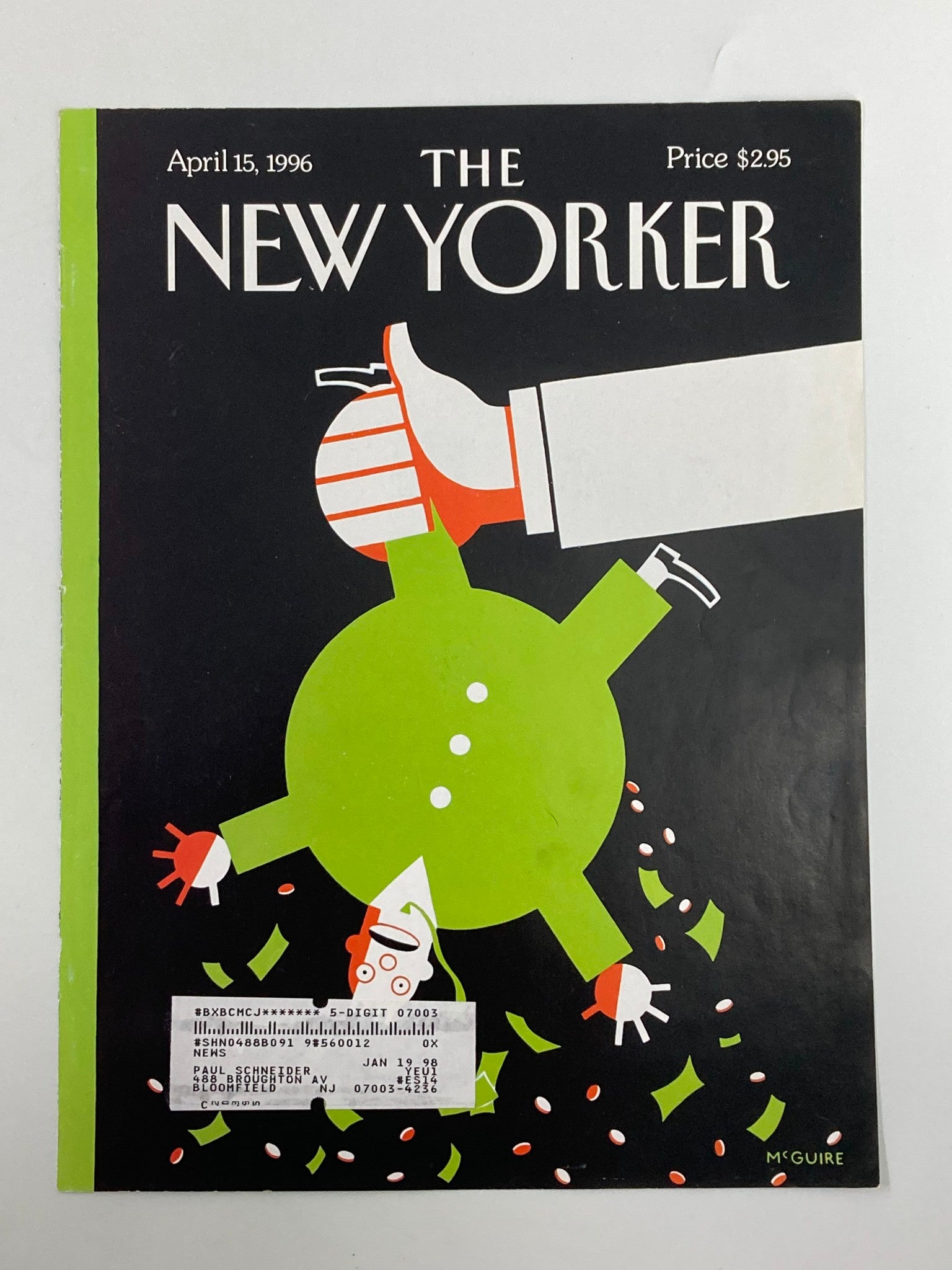 COVER ONLY The New Yorker April 15 1996 The Gigolo by Robert McGuire