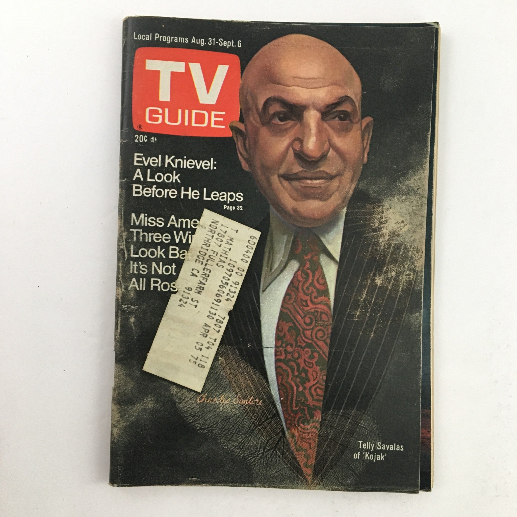 TV Guide Magazine August 31 1974 Telly Savalas of 'Kojak' L.A. Edition