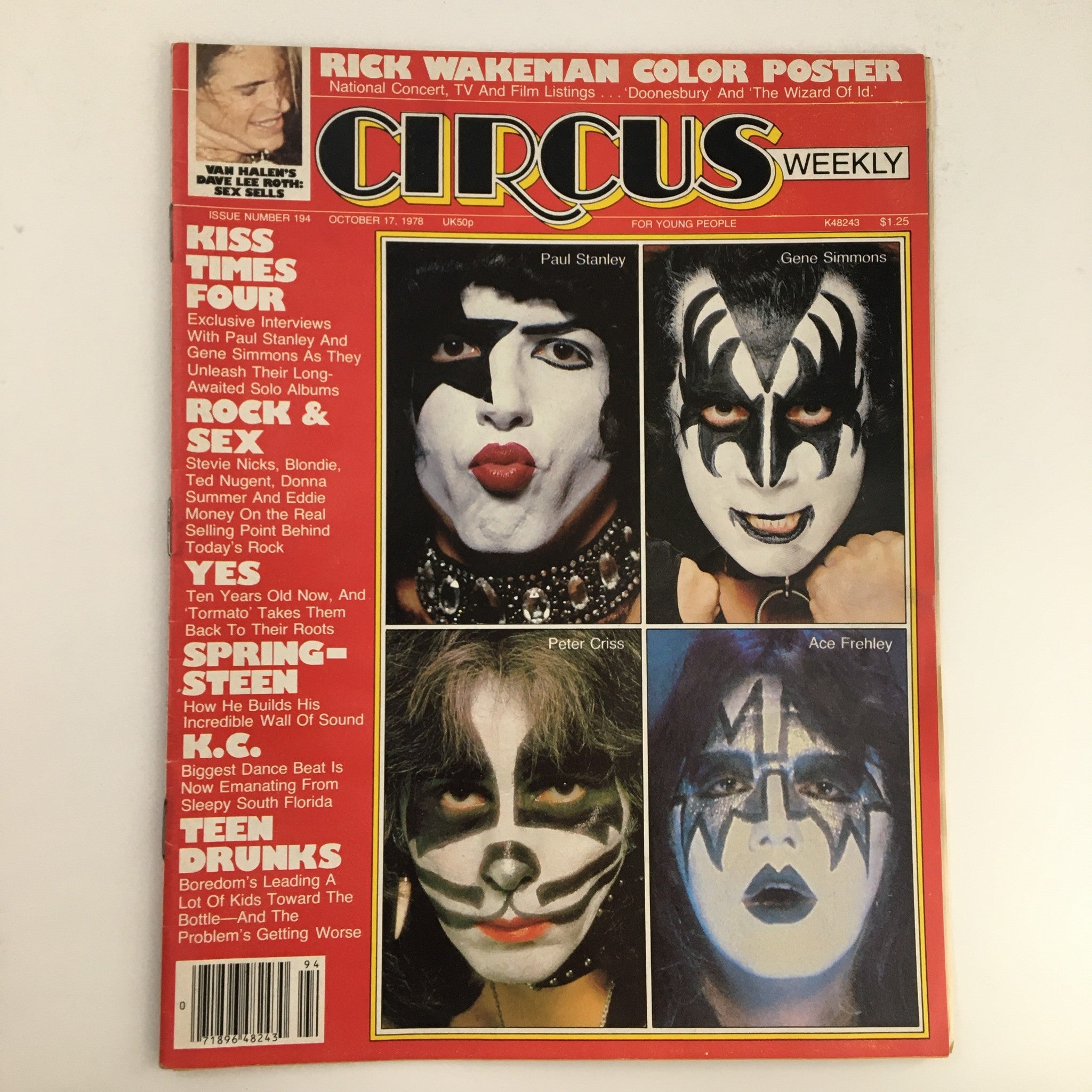 Circus Weekly Magazine October 17 1978 Kiss Times Four & Rick Wakeman No Label