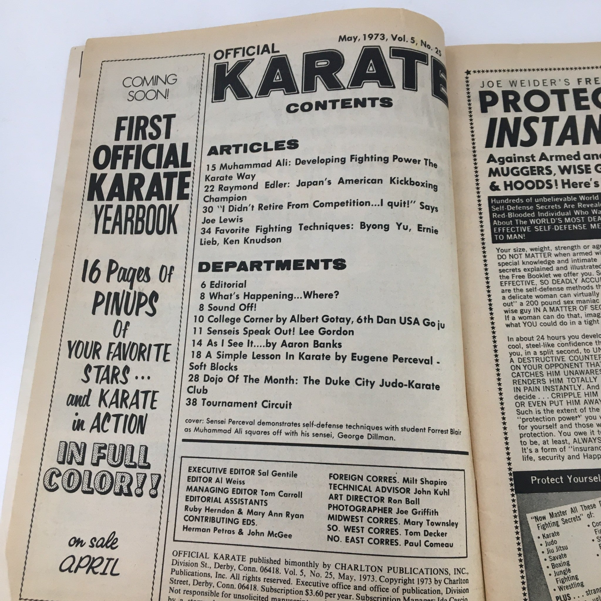 Official Karate Magazine May 1973 Muhammad Ali & Sensei Eugene Perceval No Label