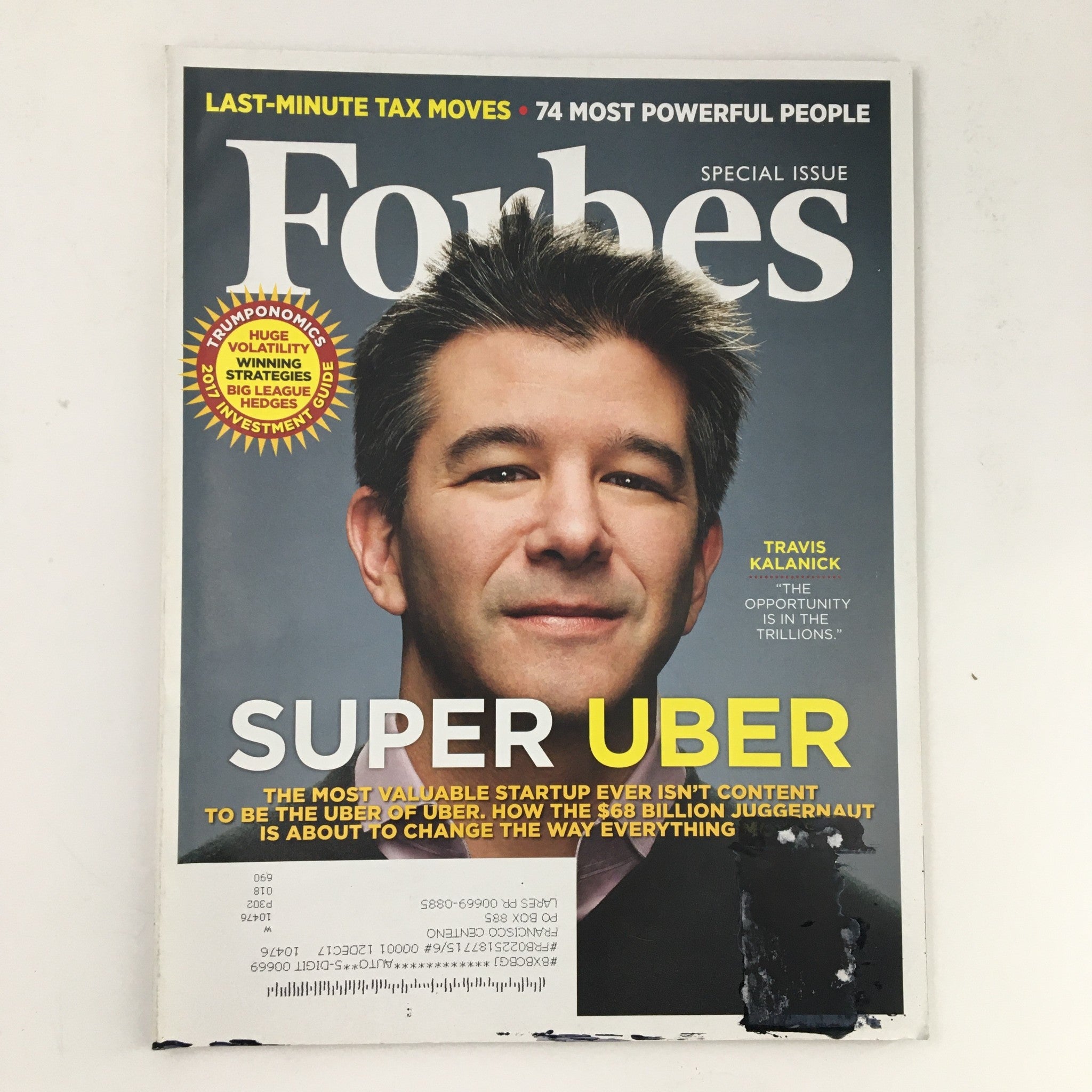 Forbes Magazine December 30 2016 Super Uber Travis Kalanick